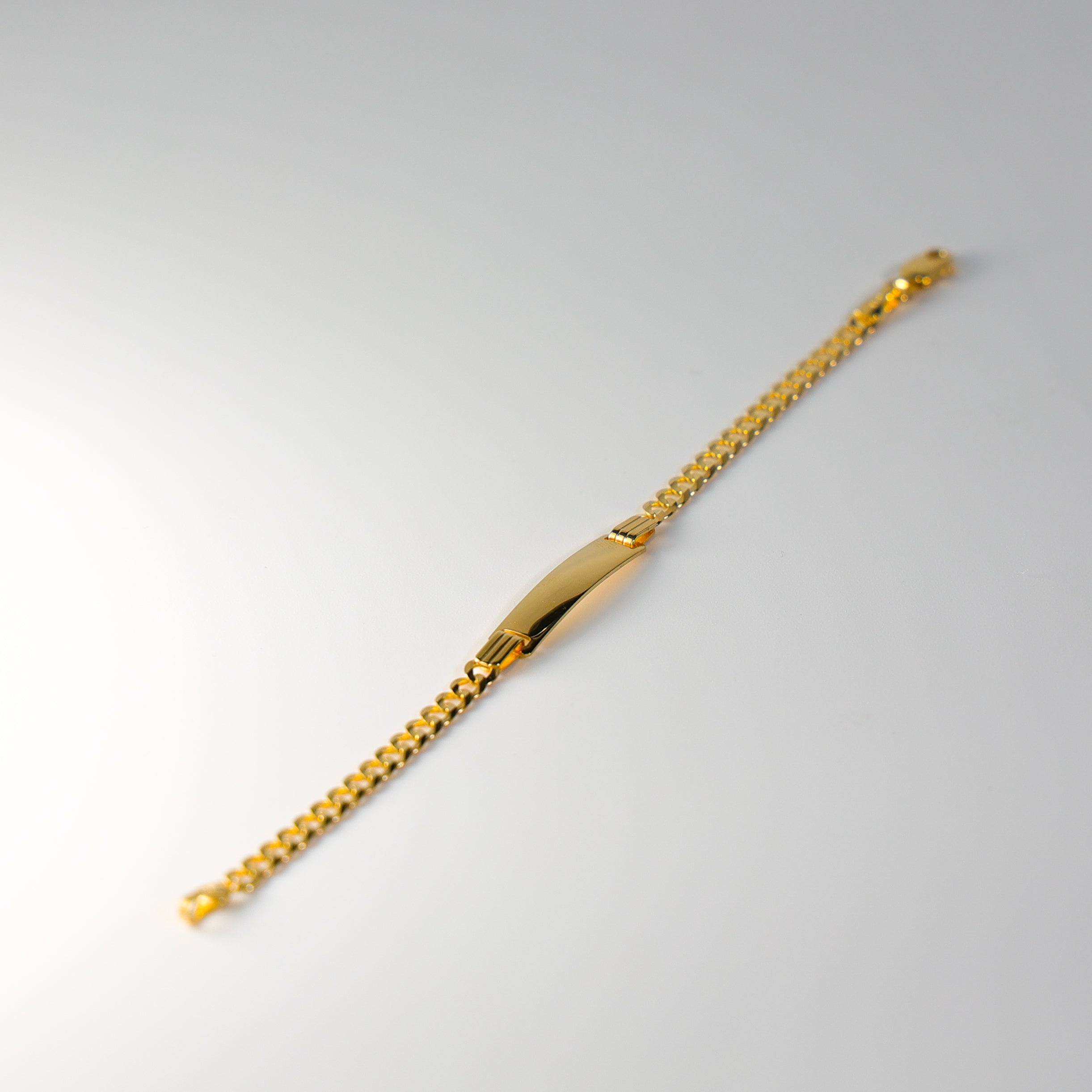 14K Gold ID Bracelet 4MM Cuban Link Model-AB232 - Charlie & Co. Jewelry