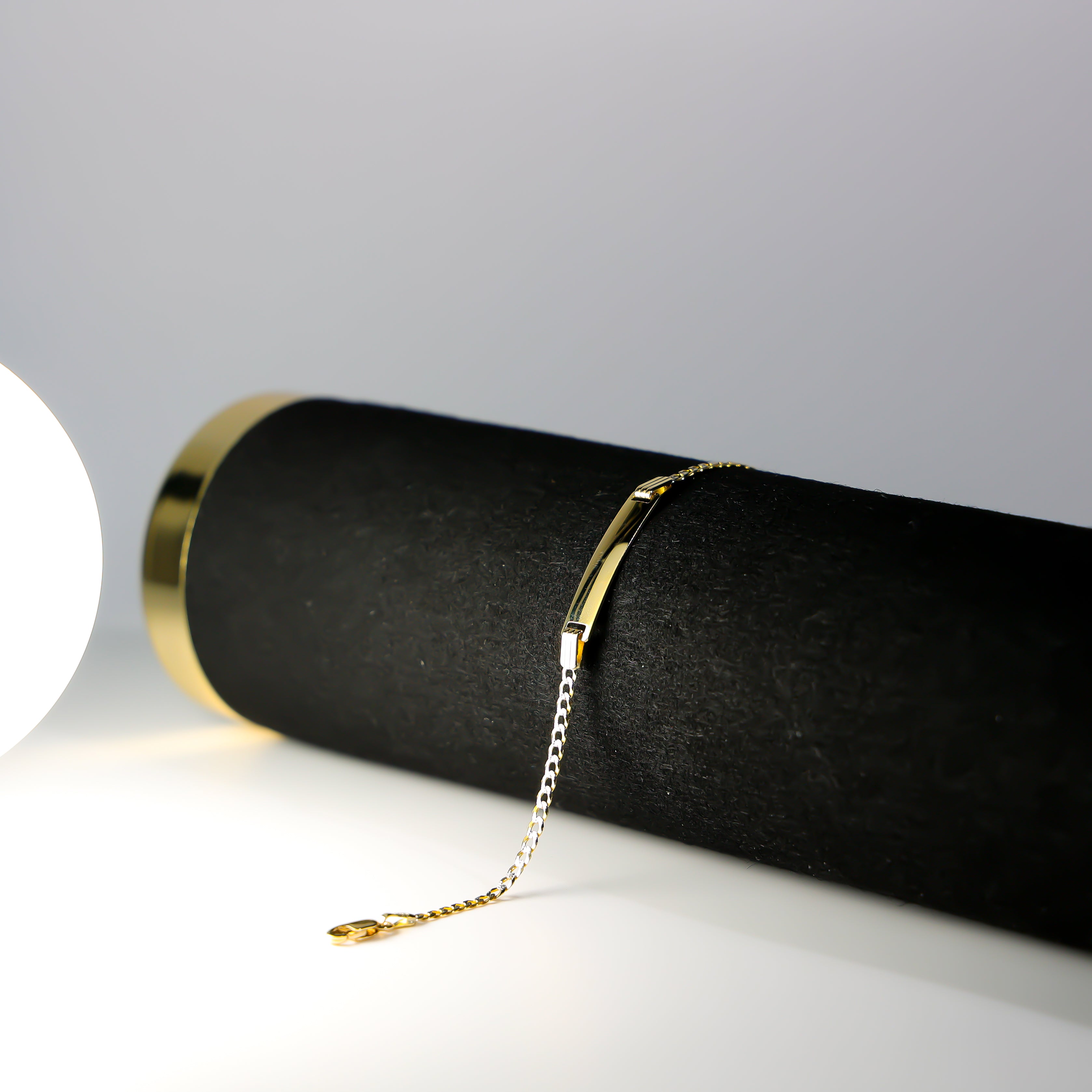 Gold ID Bracelet 2.5MM Cuban Link Chain Diamond Cut Model-AB110 - Charlie & Co. Jewelry