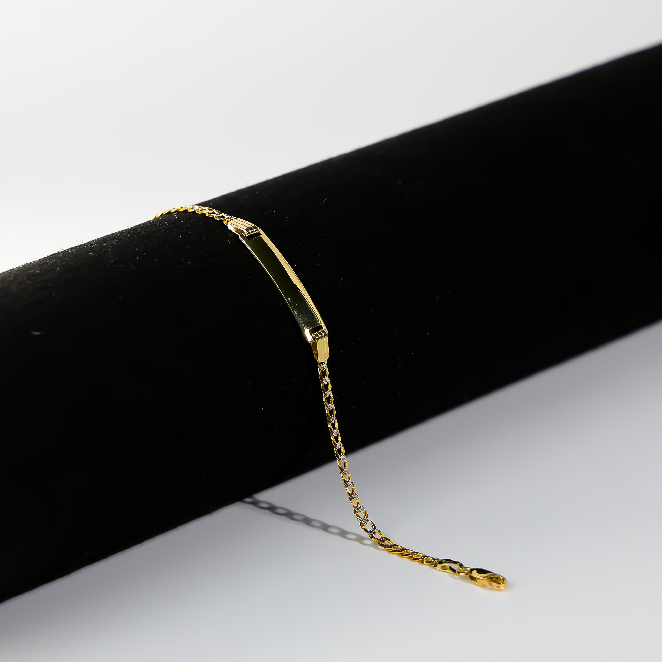14K Gold ID Bracelet 3MM Cuban Link Chain Diamond Cut Model-AB109 - Charlie & Co. Jewelry