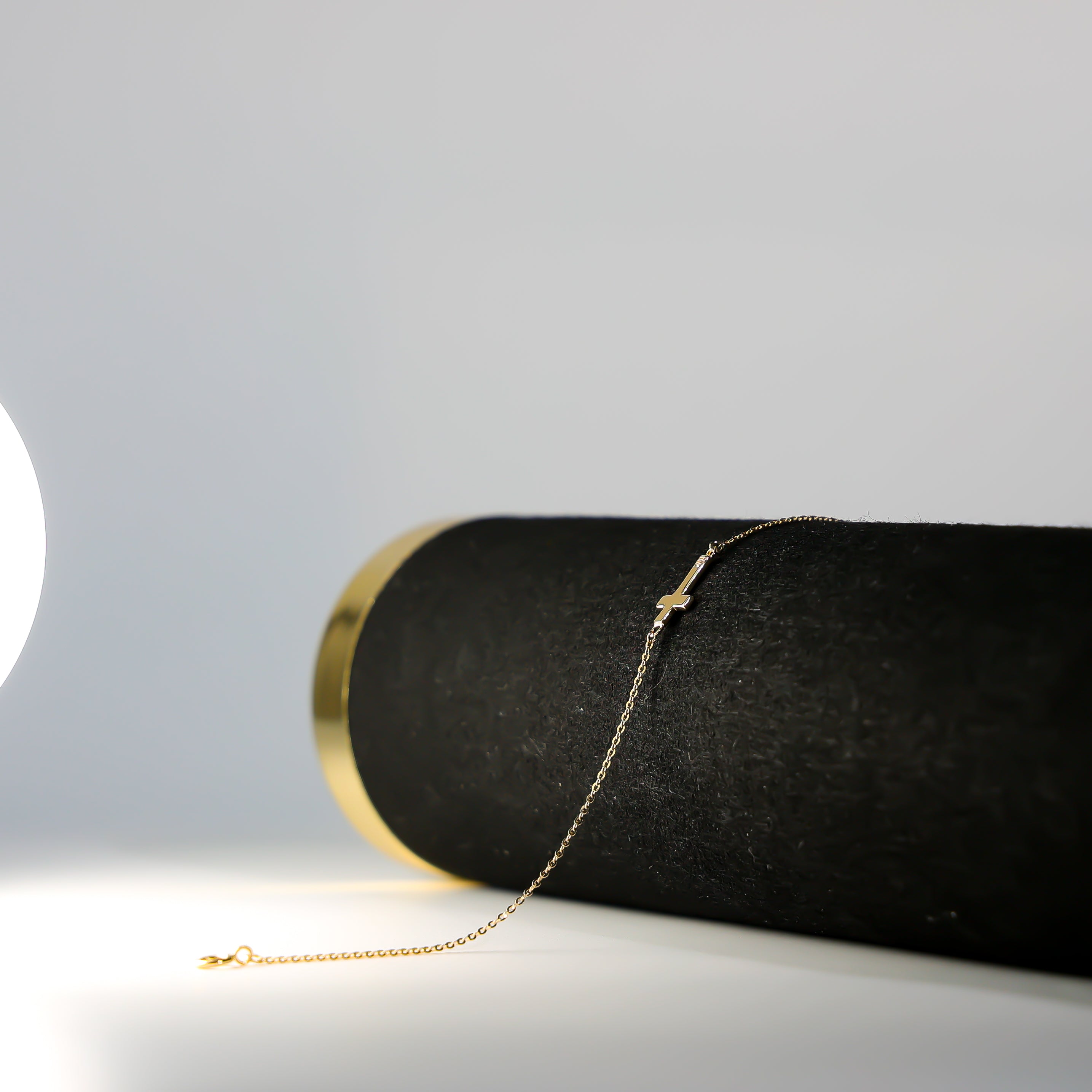 14K Gold Bracelet With Side Way Cross Model-AB0317 - Charlie & Co. Jewelry