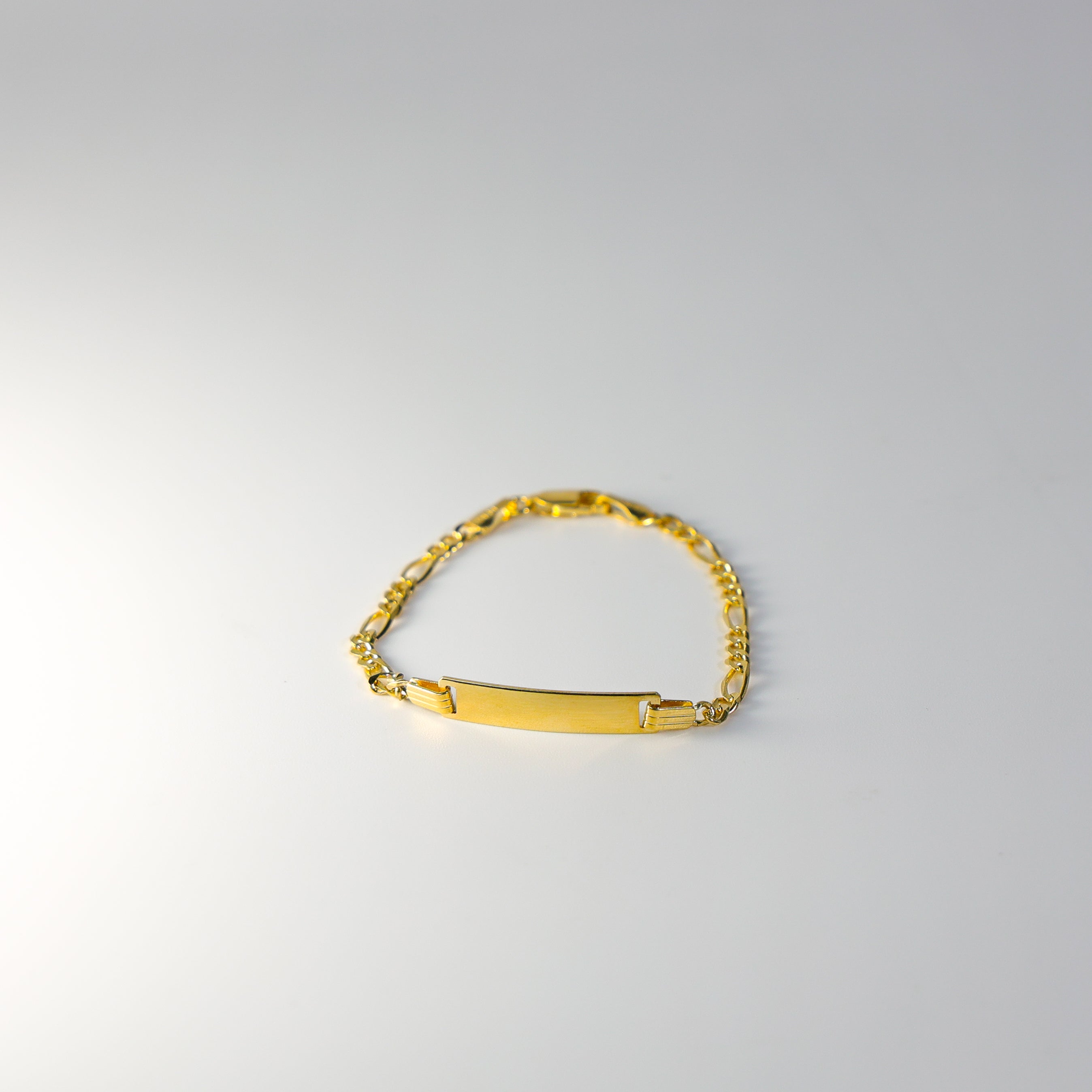 14K Gold ID Bracelet 3MM Figaro Link Model-AB0102 - Charlie & Co. Jewelry