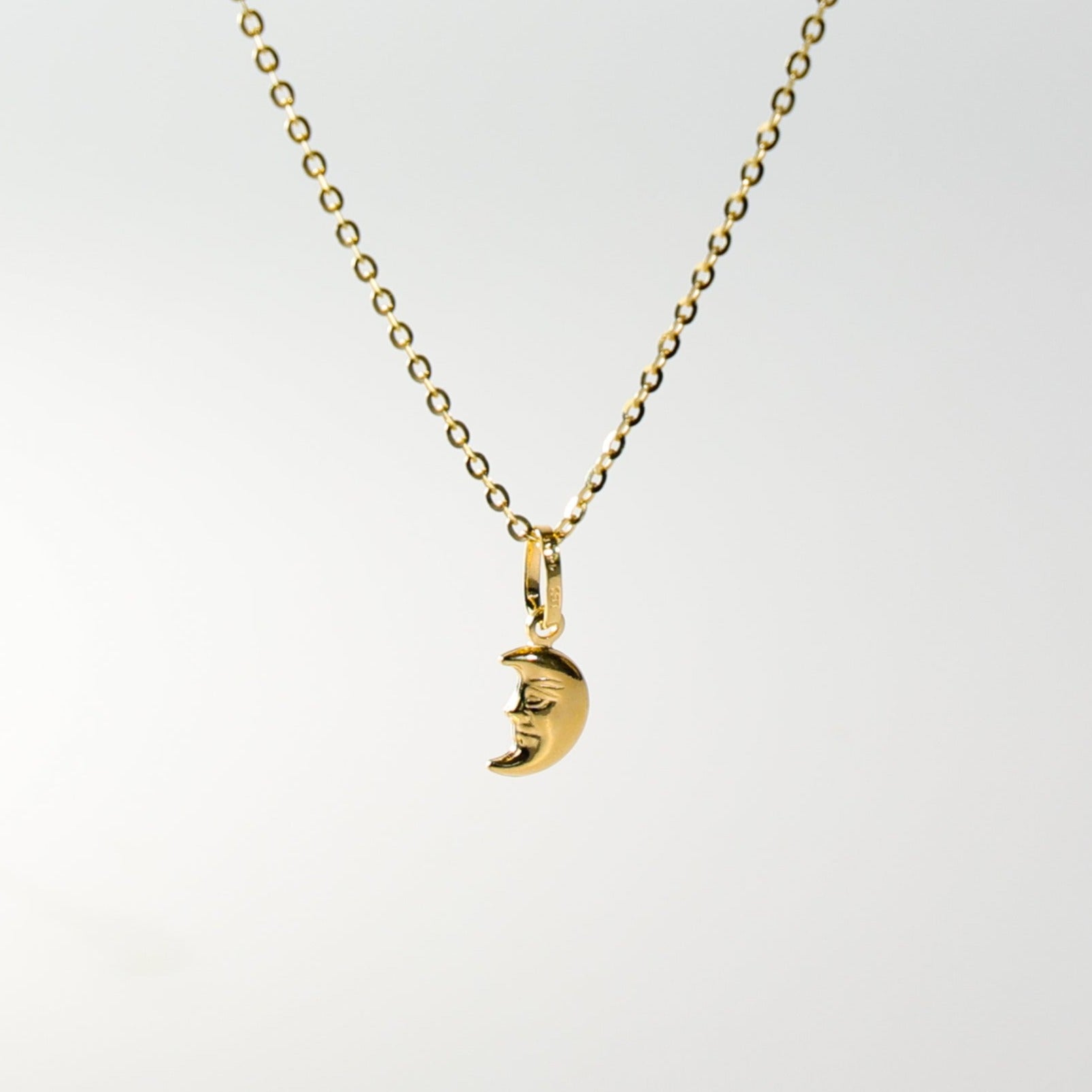 Gold Half Moon Face Pendant Model-474 - Charlie & Co. Jewelry