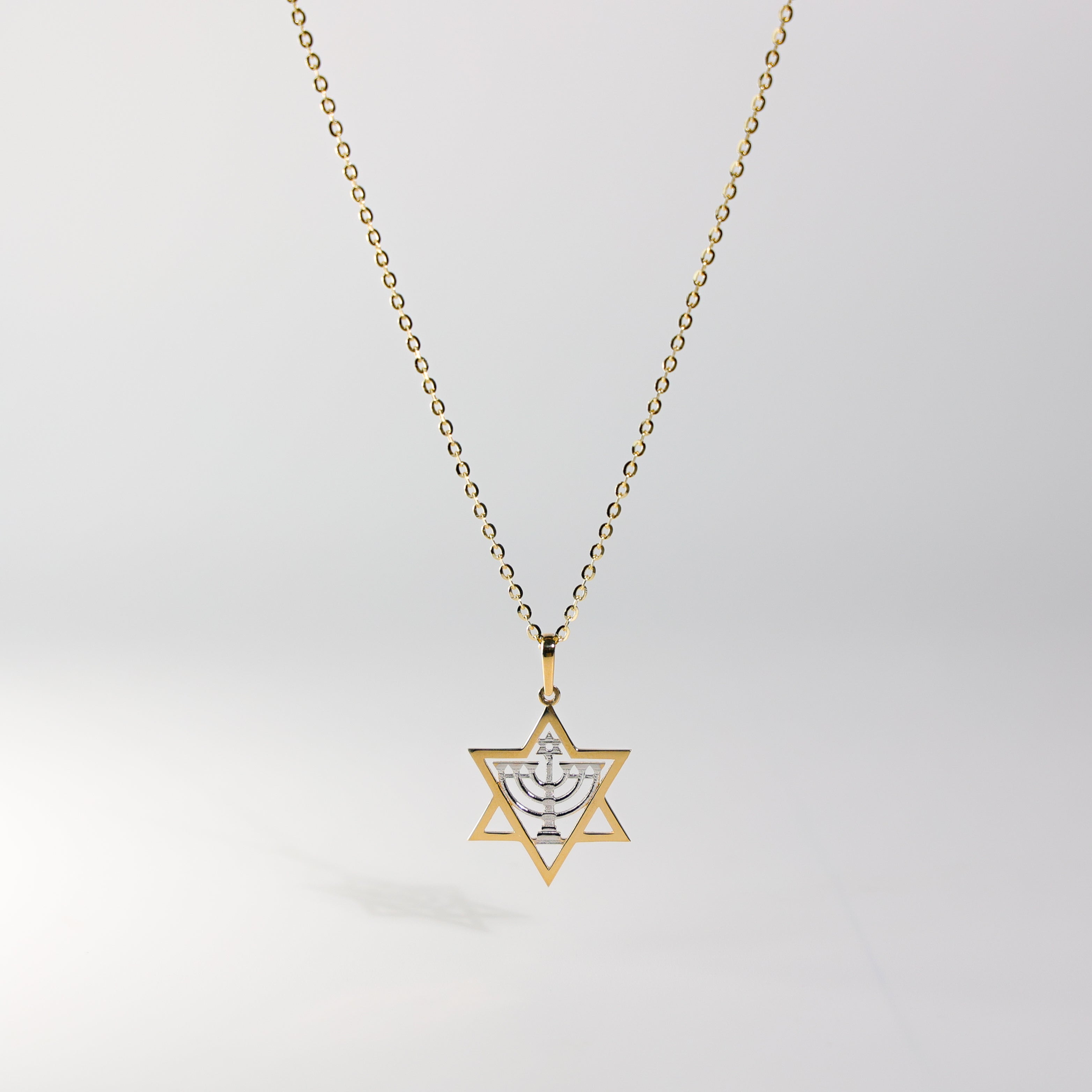 14K Solid Gold Stone Menorah Pendant Model-2238 - Charlie & Co. Jewelry