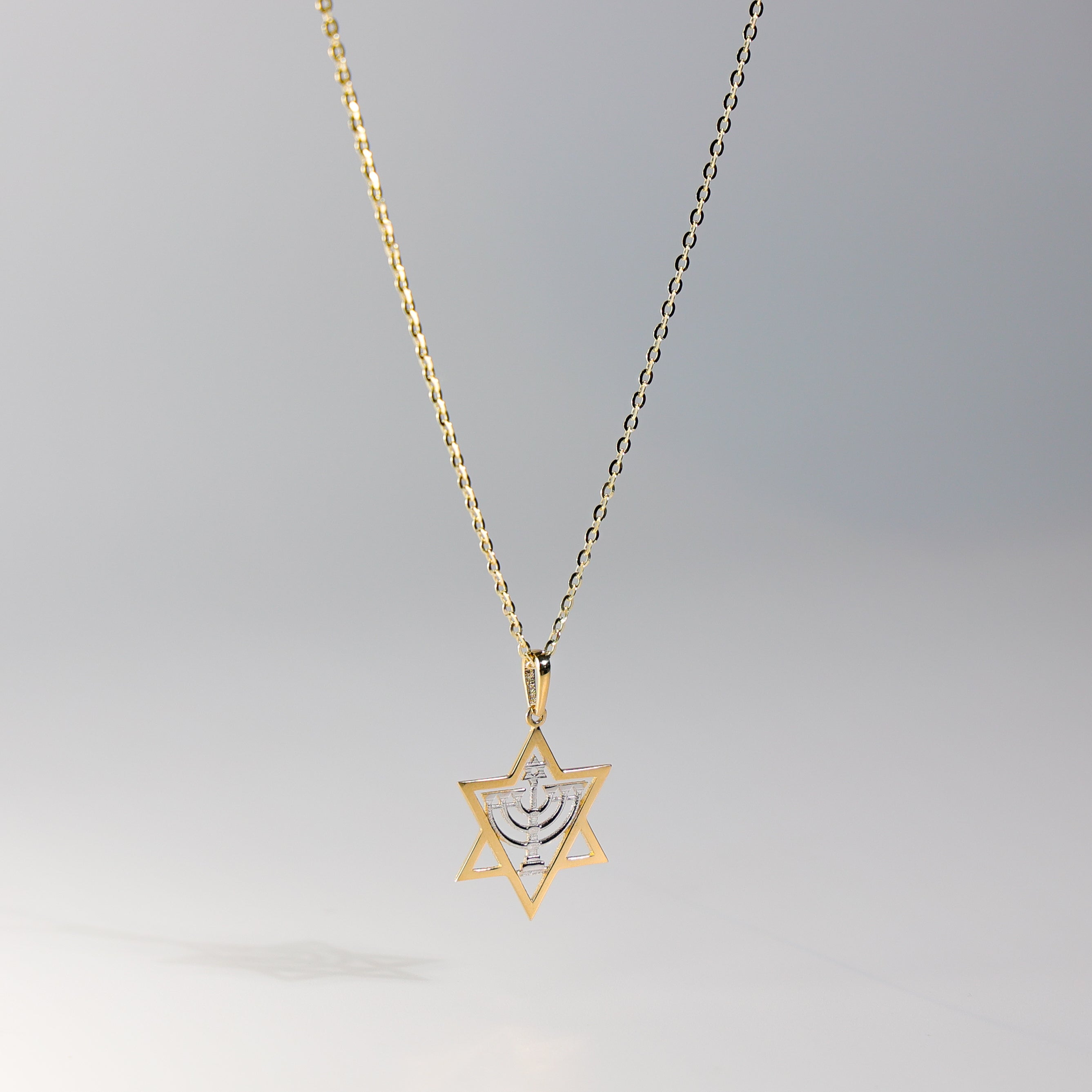 14K Solid Gold Stone Menorah Pendant Model-2238 - Charlie & Co. Jewelry