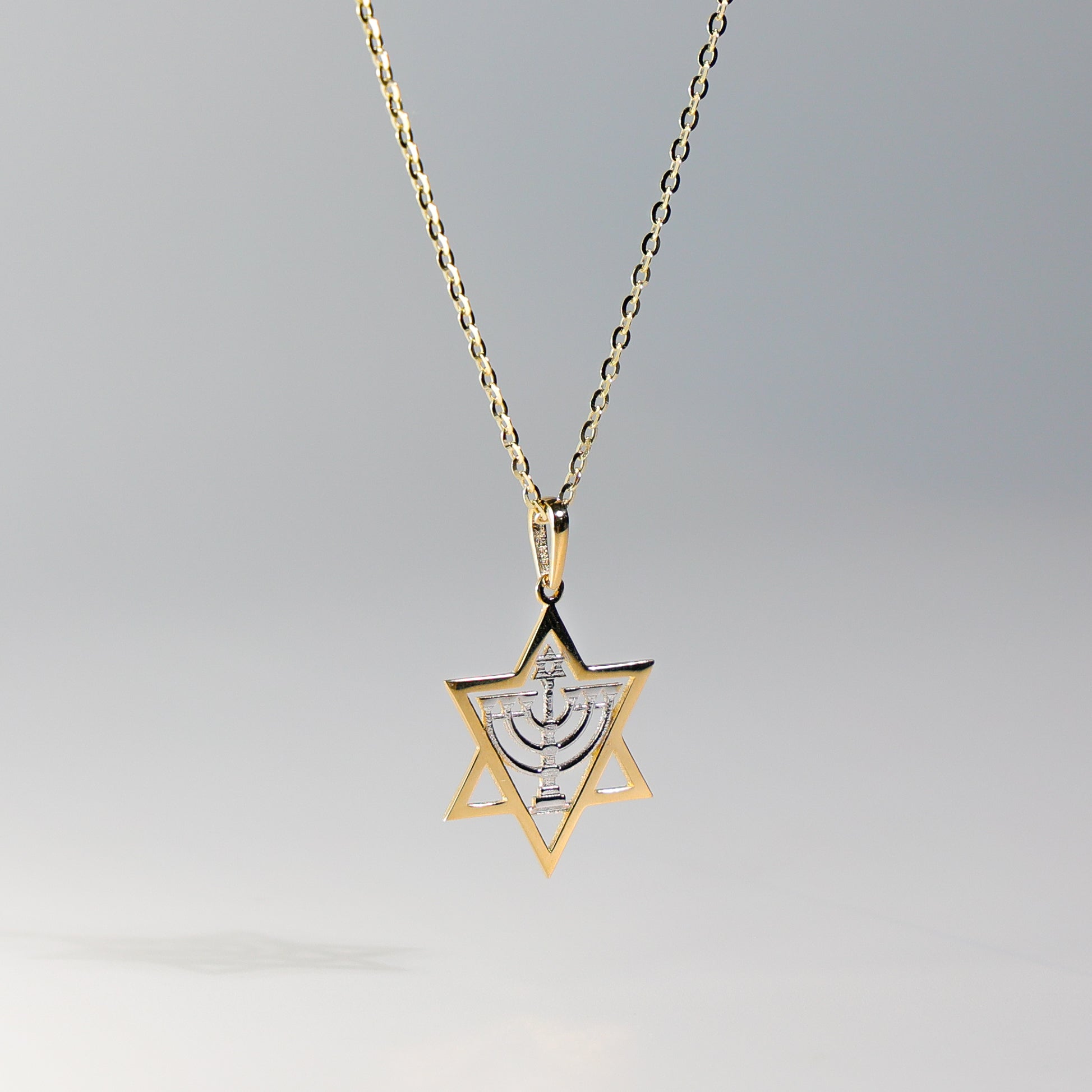 14K Solid Gold Stone Menorah Pendant Model-2238 - Charlie & Co. Jewelry