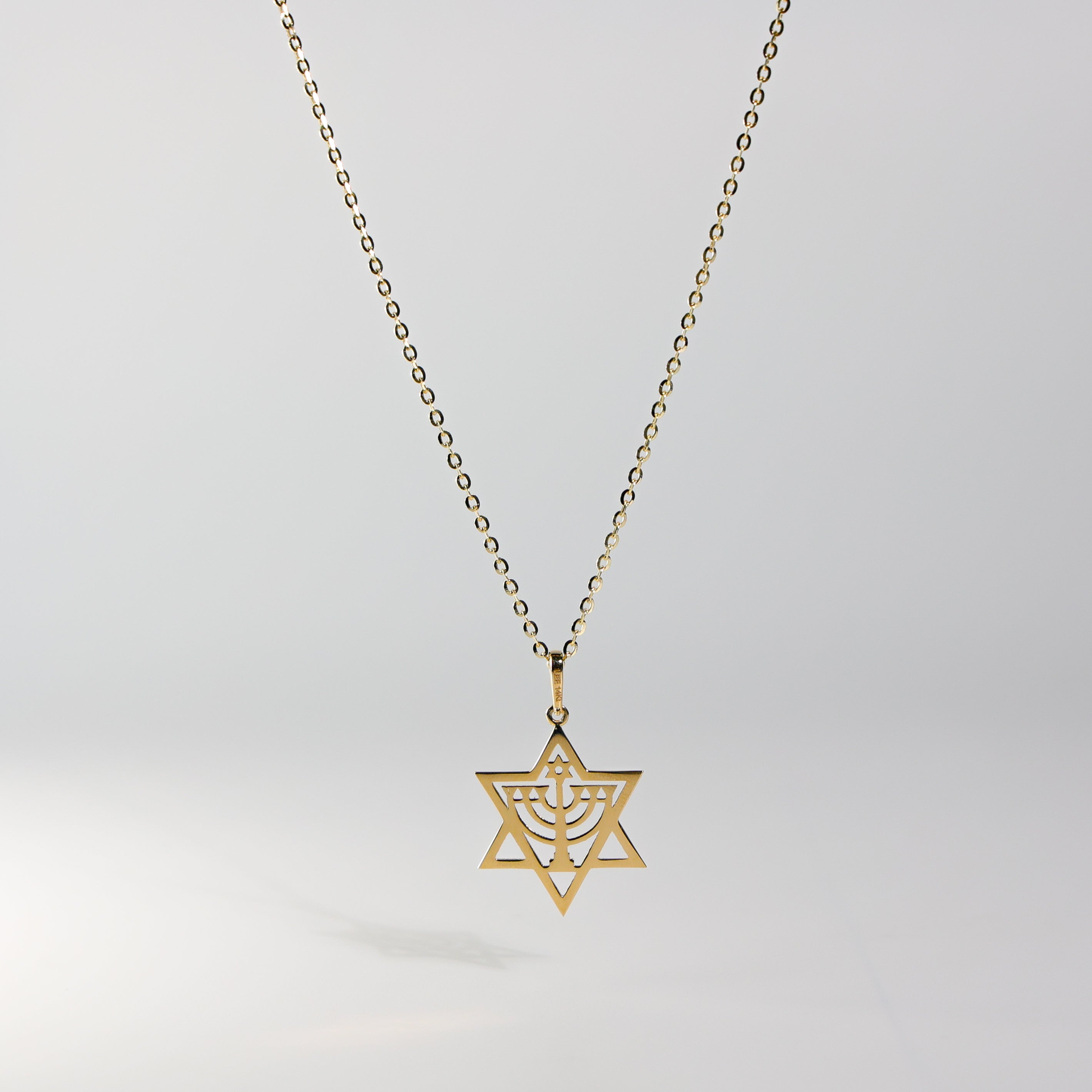 14K Solid Gold Stone Menorah Pendant Model-2238 - Charlie & Co. Jewelry