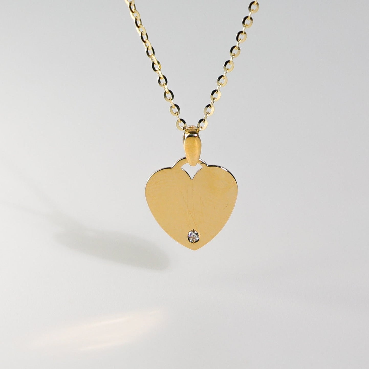 14K Gold Engravable Plate Heart Pendant Model-2420 - Charlie & Co. Jewelry
