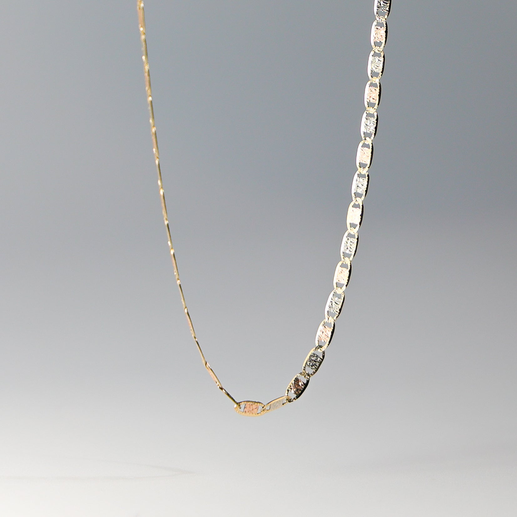 2.1mm 14K Gold Tri Colors Valentino Chain Model-0117 - Charlie & Co. Jewelry