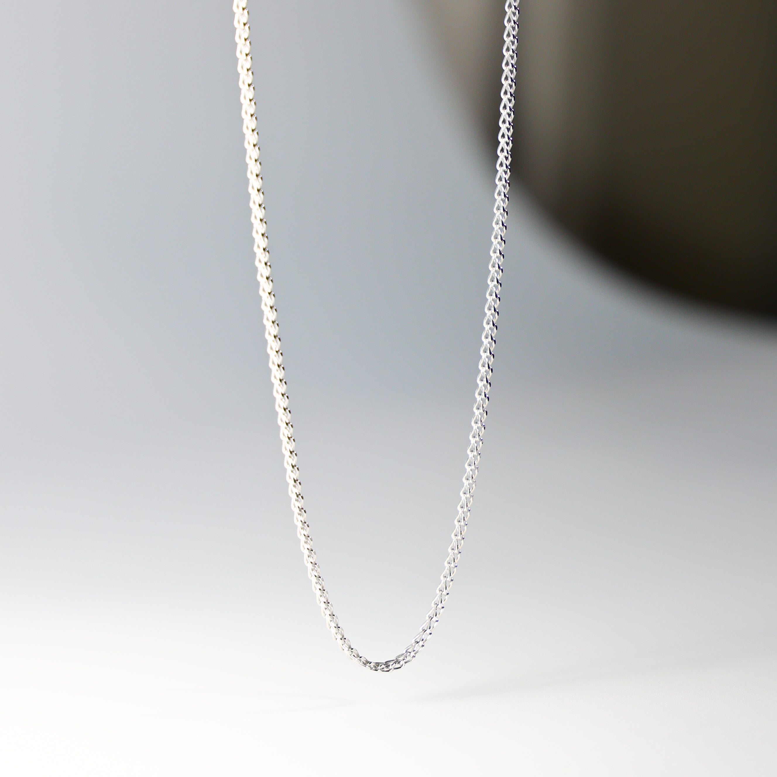 1.7mm 14K White Gold Hollow Square Franco Chain Model-0461 - Charlie & Co. Jewelry