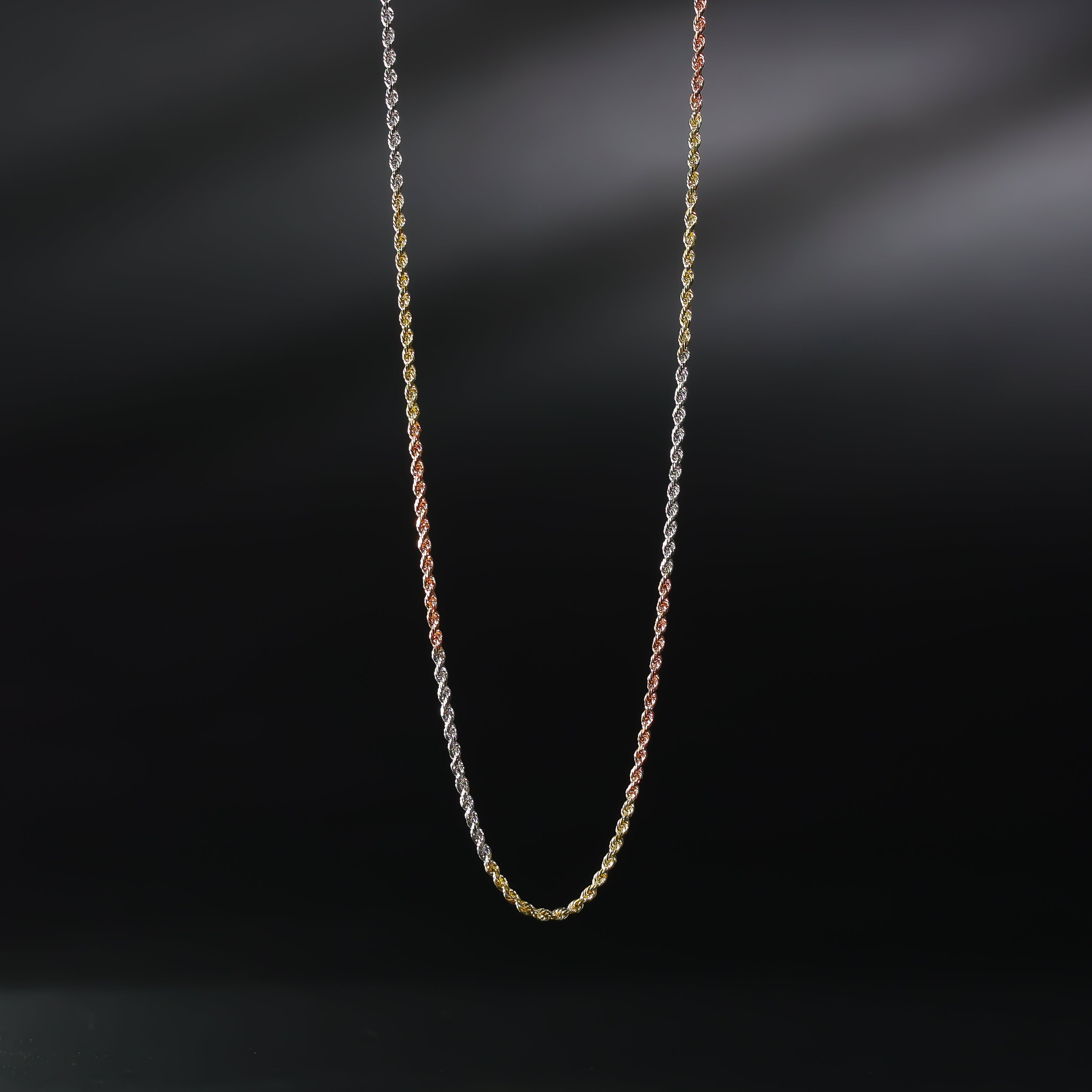 1.5mm Solid 14K Gold Tri Colors Rope Chain Model-0392 - Charlie & Co. Jewelry