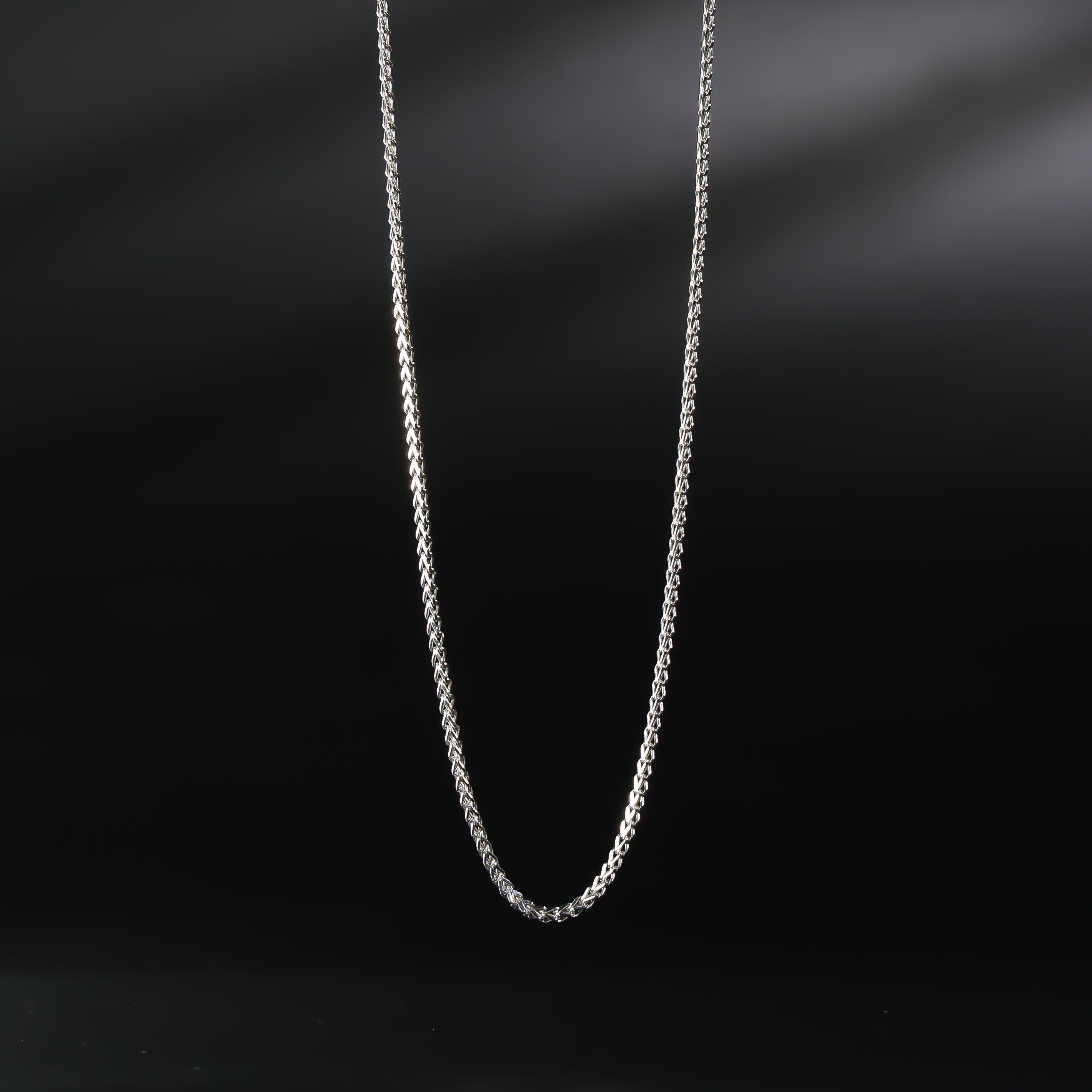 1.7mm 14K White Gold Hollow Square Franco Chain Model-0461 - Charlie & Co. Jewelry