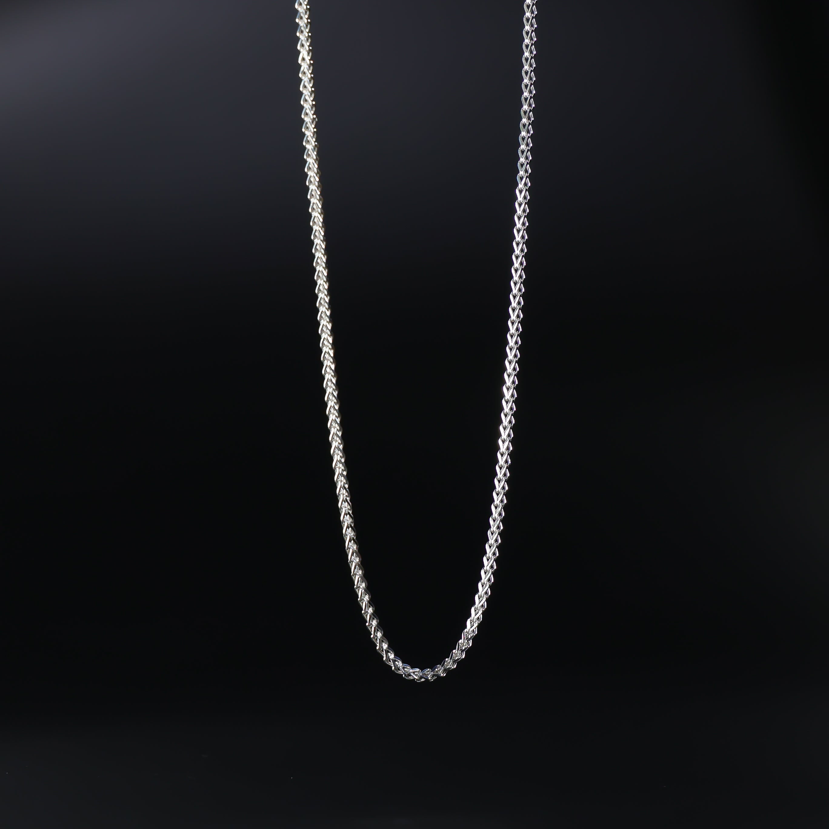 1.7mm 14K White Gold Hollow Square Franco Chain Model-0461 - Charlie & Co. Jewelry