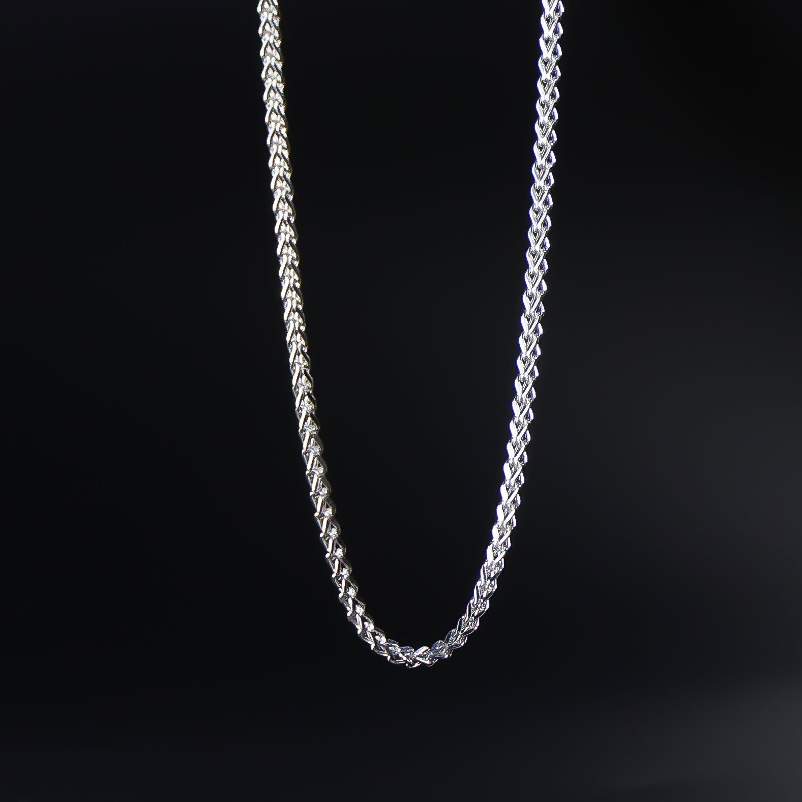 1.7mm 14K White Gold Hollow Square Franco Chain Model-0461 - Charlie & Co. Jewelry
