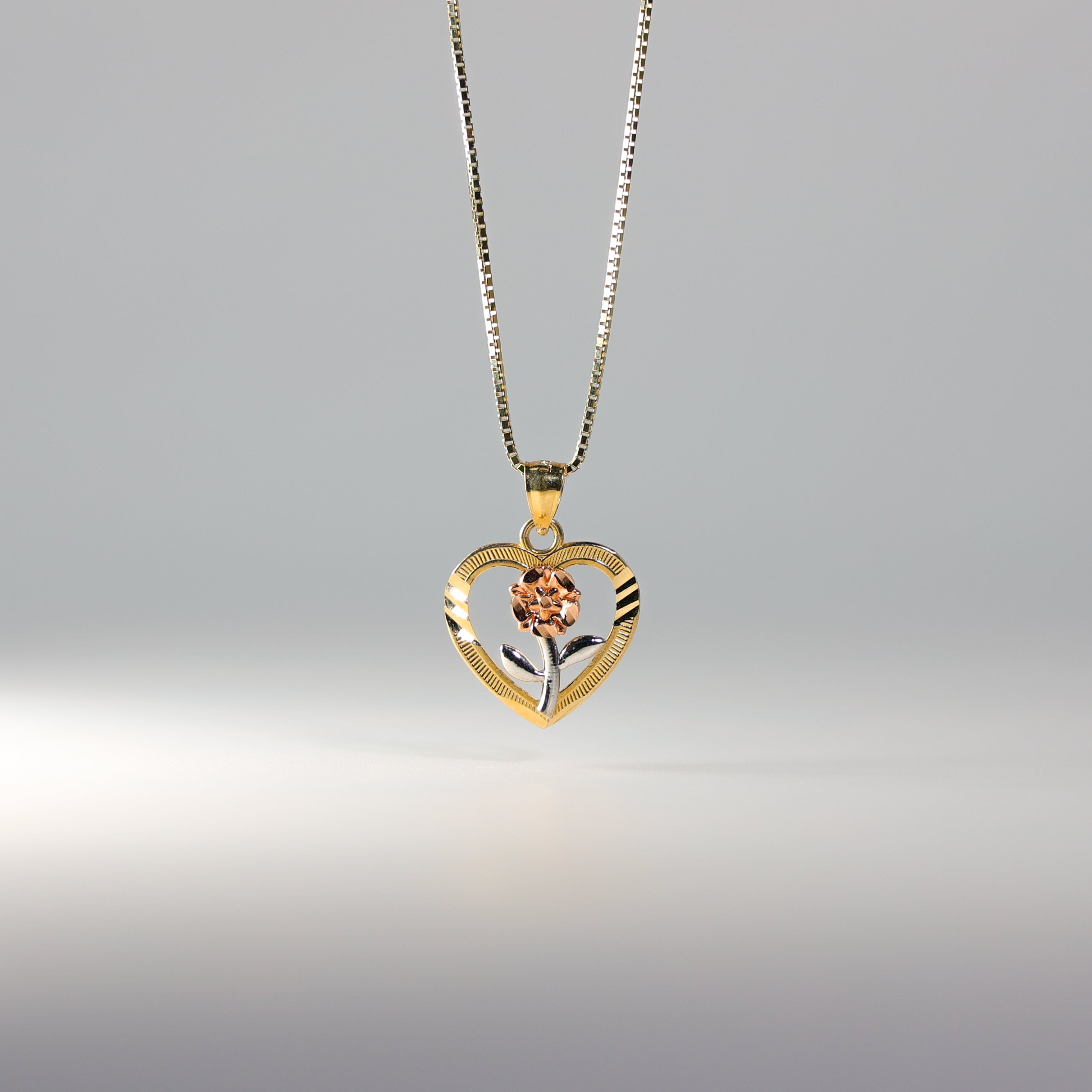 Gold Flower Heart Pendant Model-394 - Charlie & Co. Jewelry