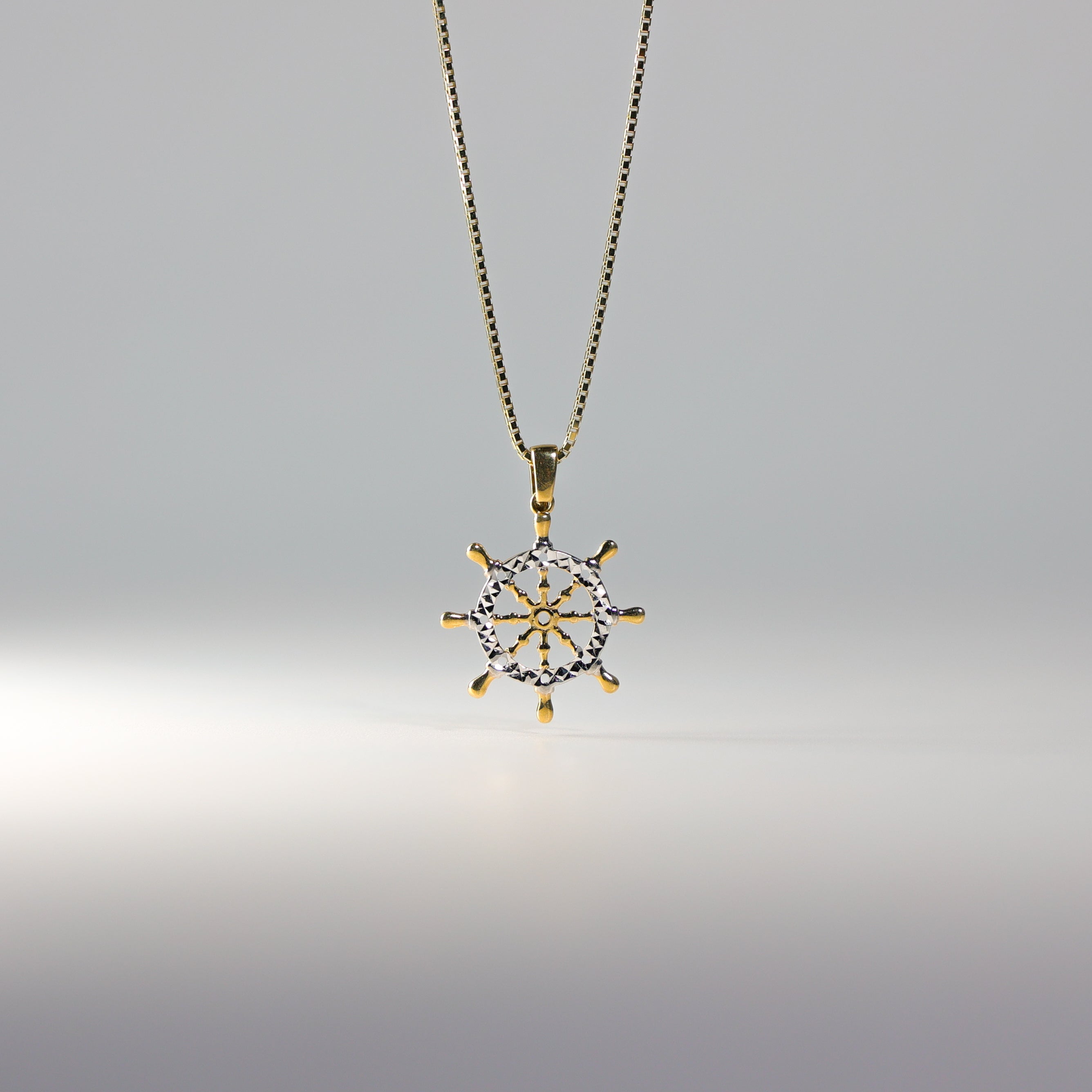 Gold Two Tone Boat Wheel Pendant Model-2333 - Charlie & Co. Jewelry