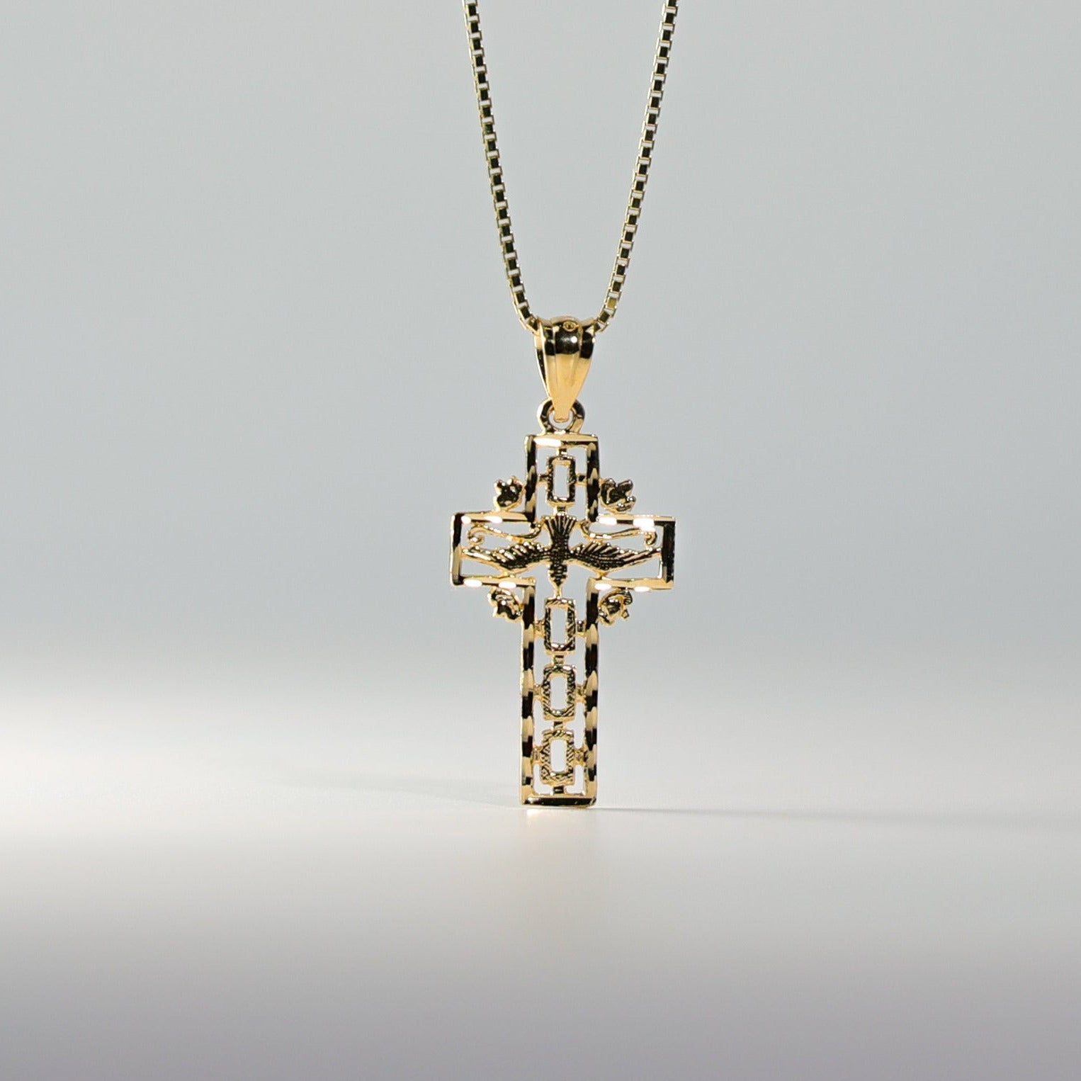 Gold Cross With Holy Spirit Dove Pendant Model-1462 - Charlie & Co. Jewelry