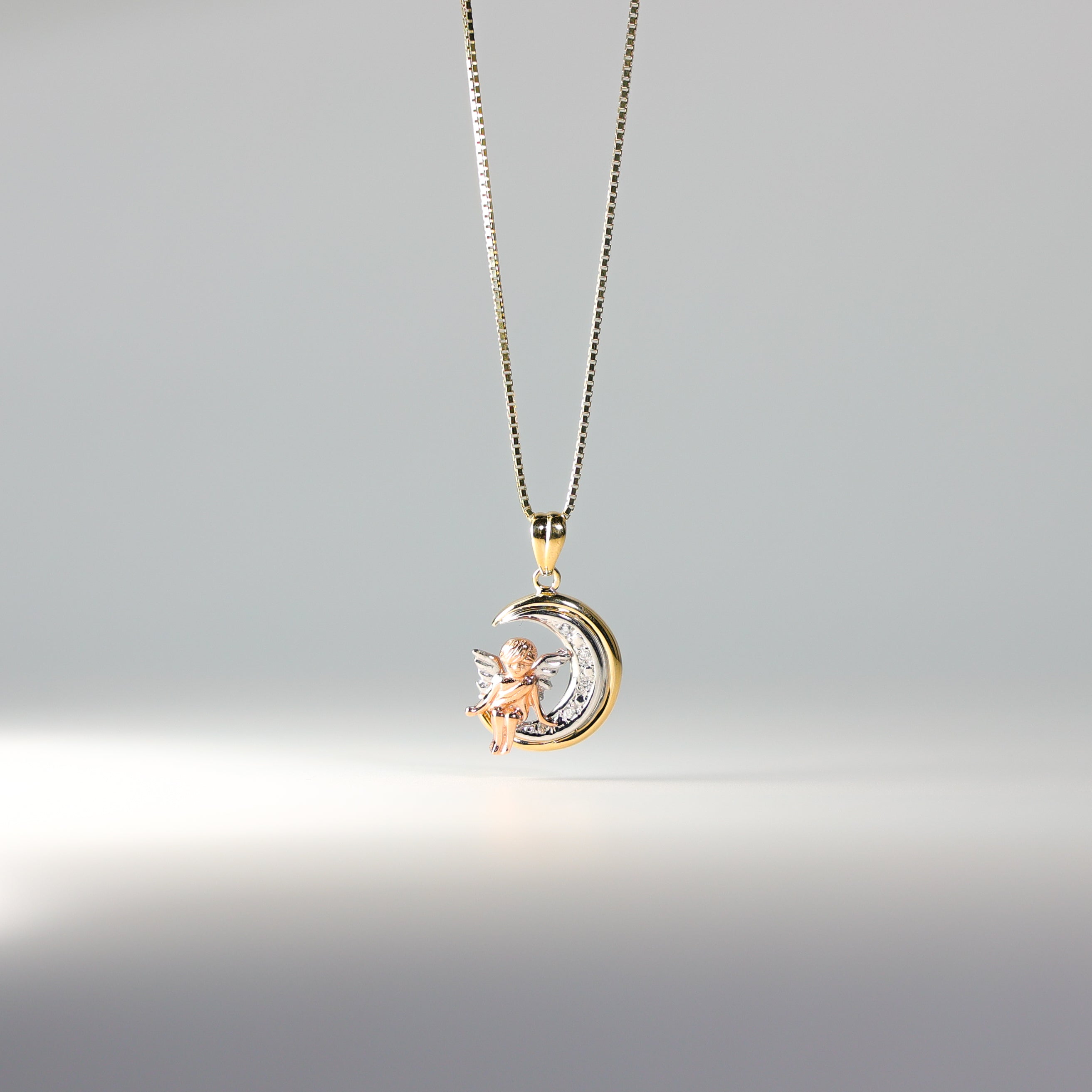 Gold Angel Sitting On The Moon Pendant Model-1558 - Charlie & Co. Jewelry
