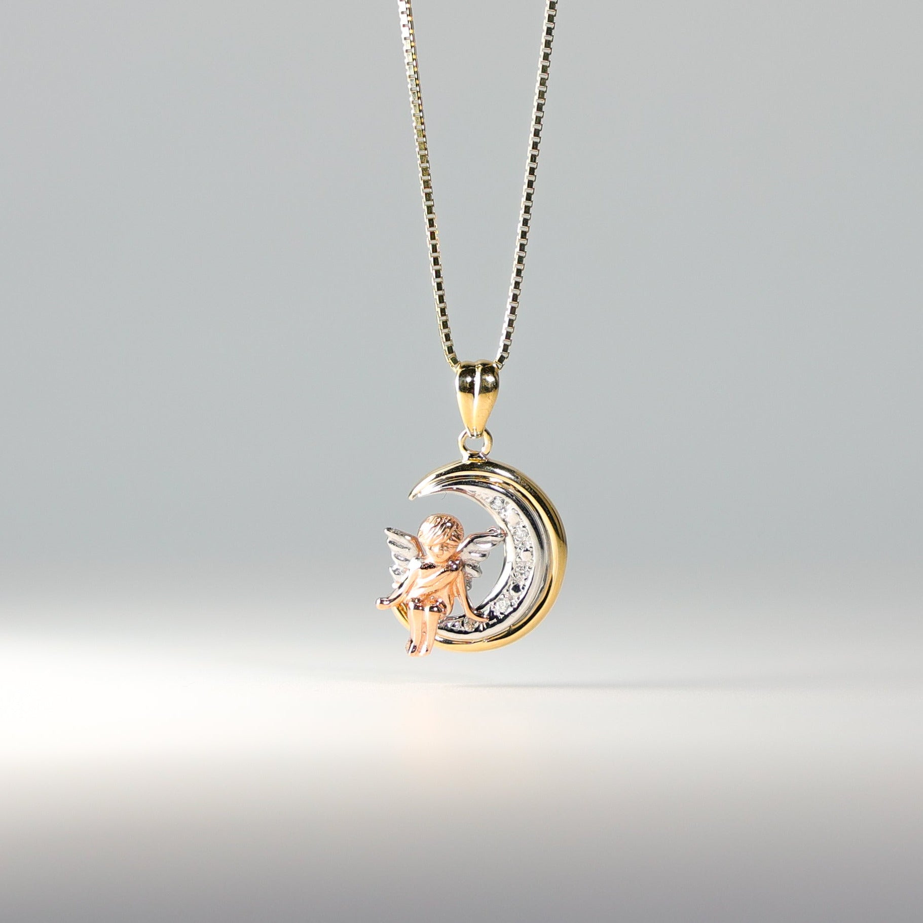 Gold Angel Sitting On The Moon Pendant Model-1558 - Charlie & Co. Jewelry
