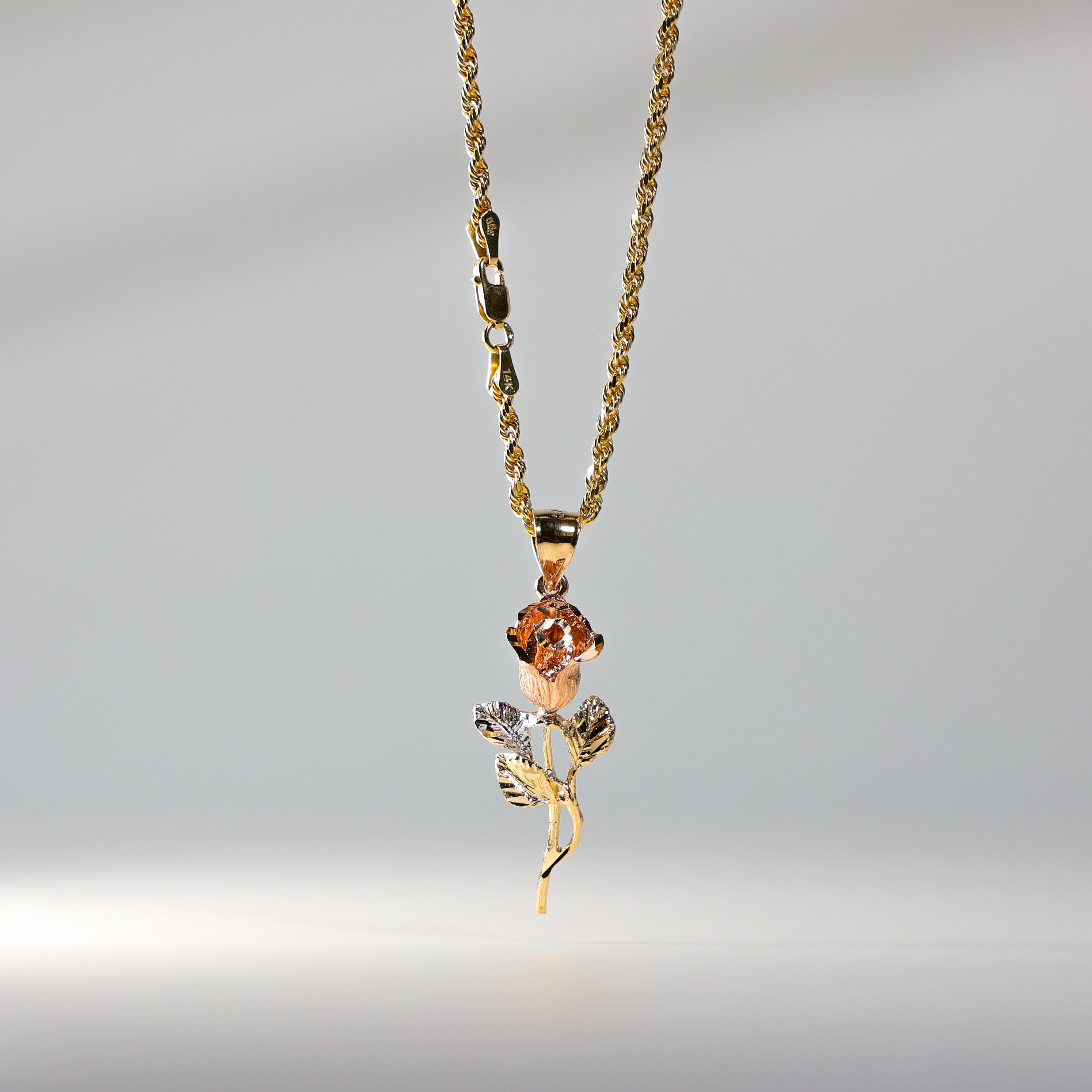 Gold Rose Flower Pendant Model-1959 - Charlie & Co. Jewelry