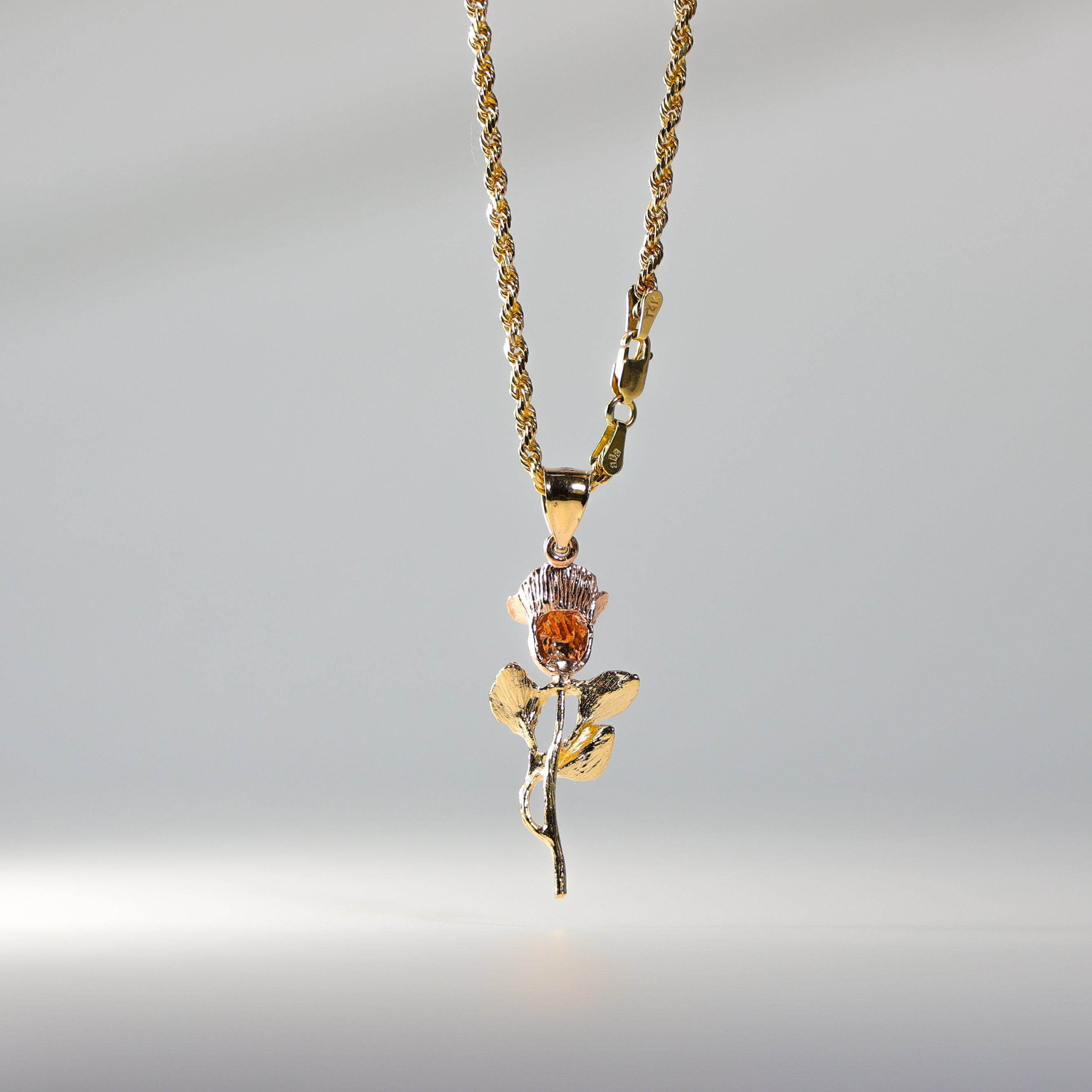 Gold Rose Flower Pendant Model-1959 - Charlie & Co. Jewelry