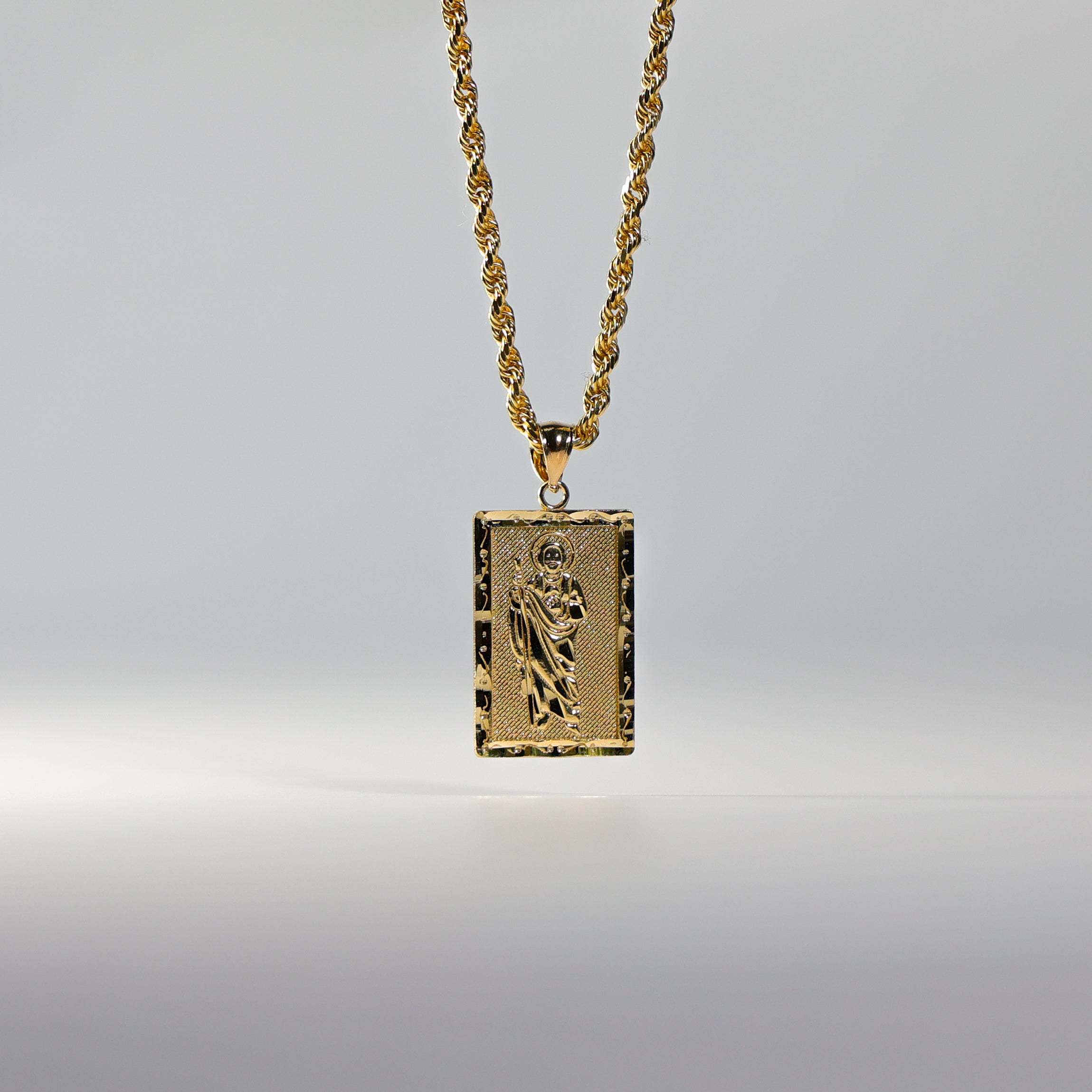 Gold St. Jude Thaddeus Plate Pendant Model-1149 - Charlie & Co. Jewelry