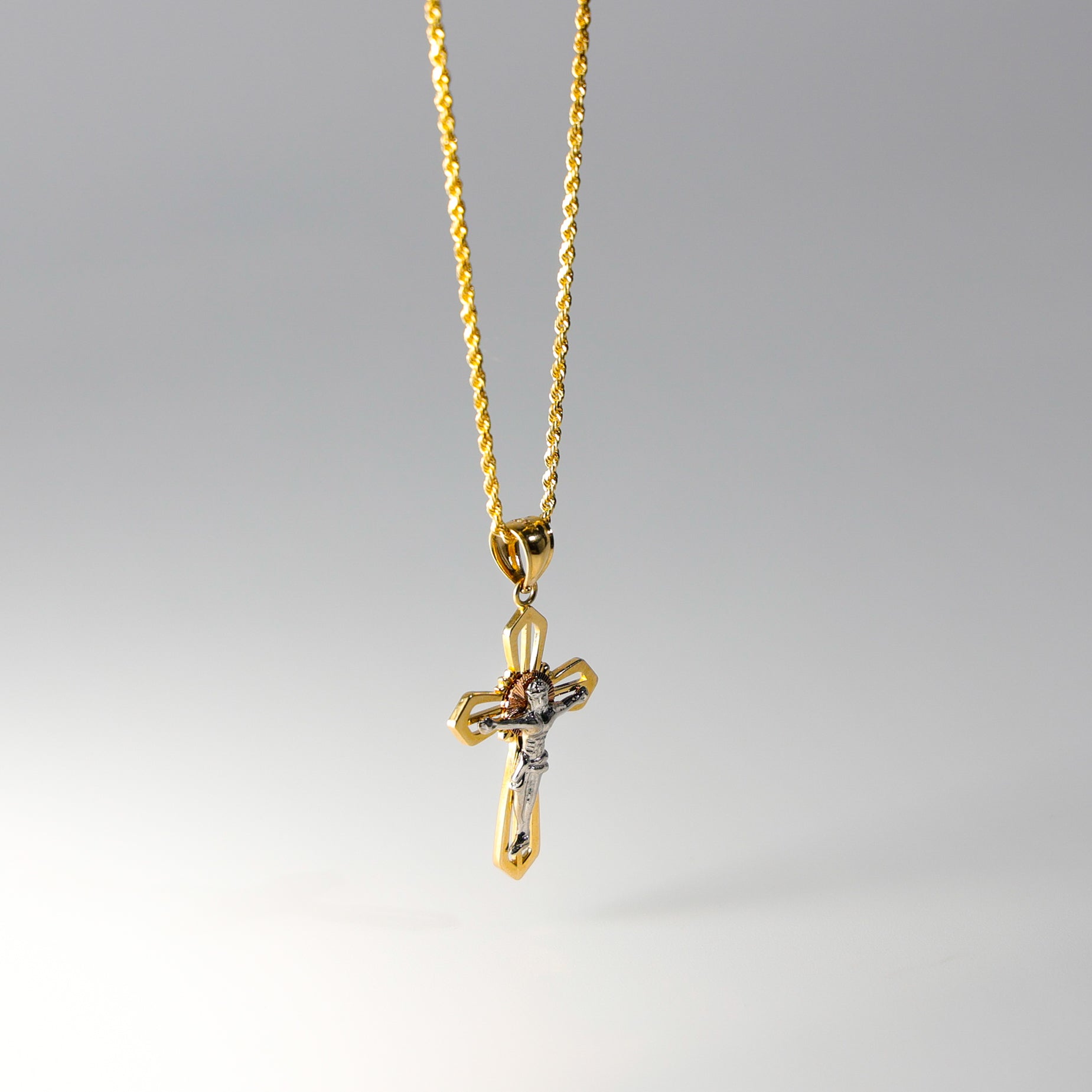 Gold Three-Tones Jesus Crucifix Cross Pendant Model-26 - Charlie & Co. Jewelry