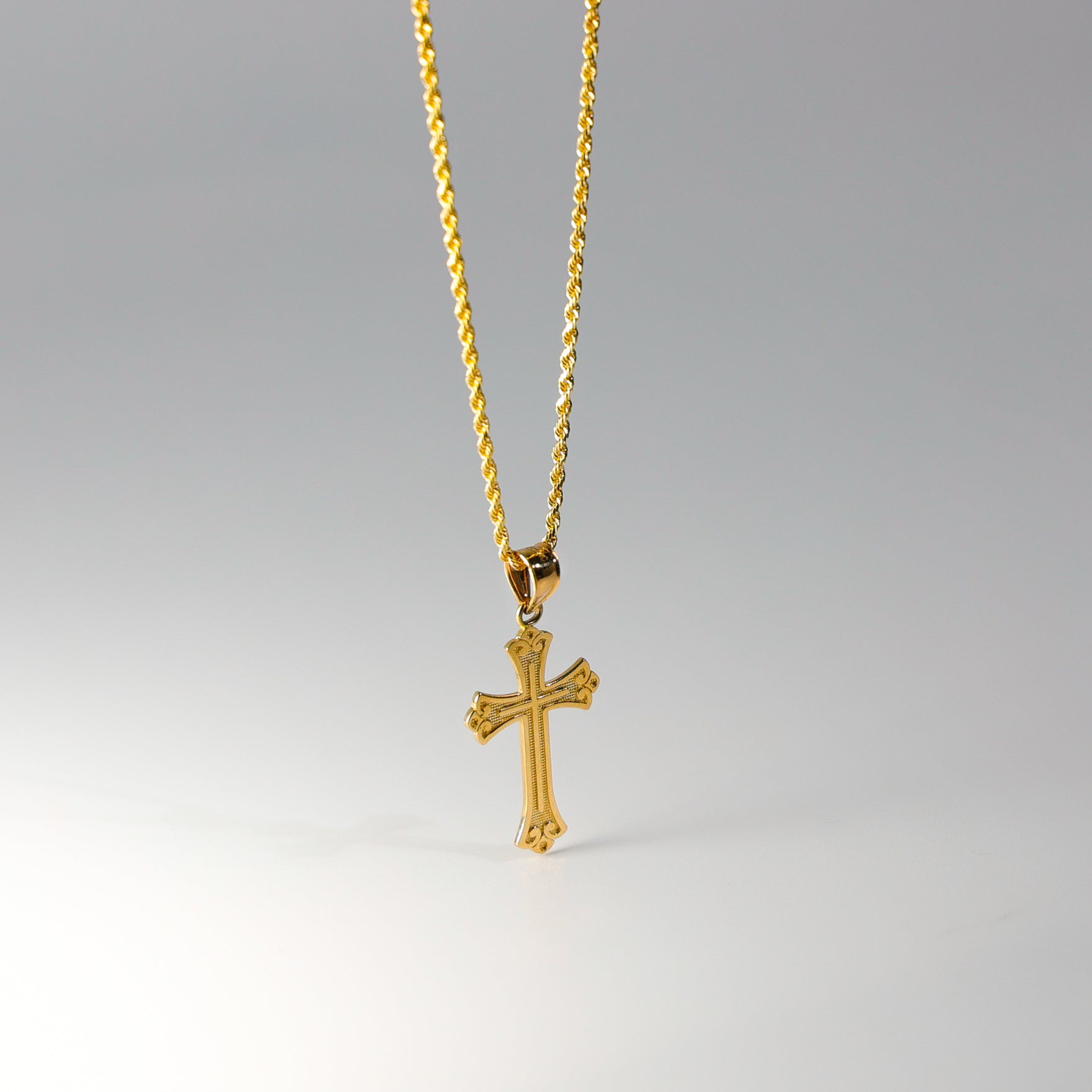 Gold Budded Cross Pendant Model-0128 - Charlie & Co. Jewelry