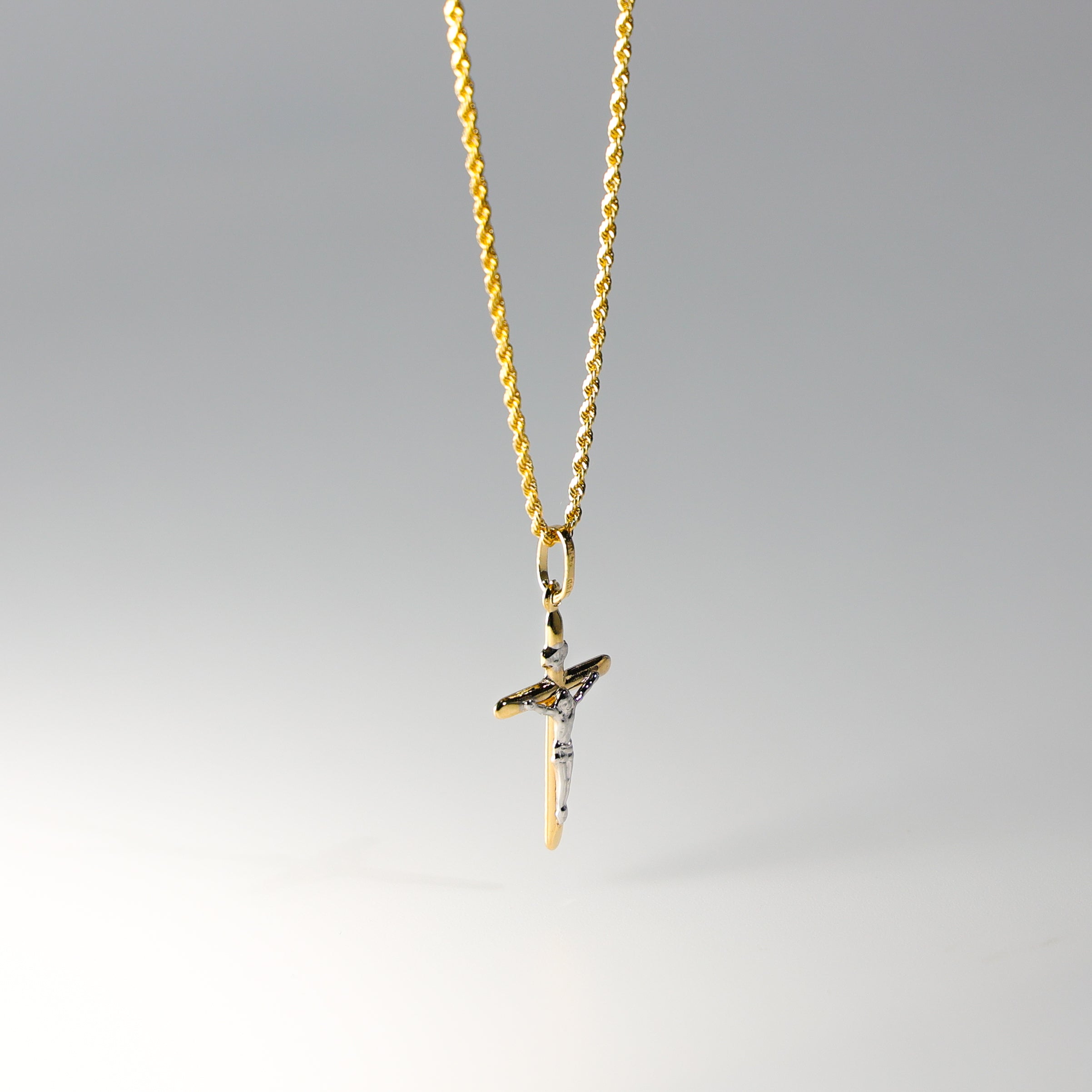 Gold Half Tube Crucifix Cross Pendant Model-0008 - Charlie & Co. Jewelry