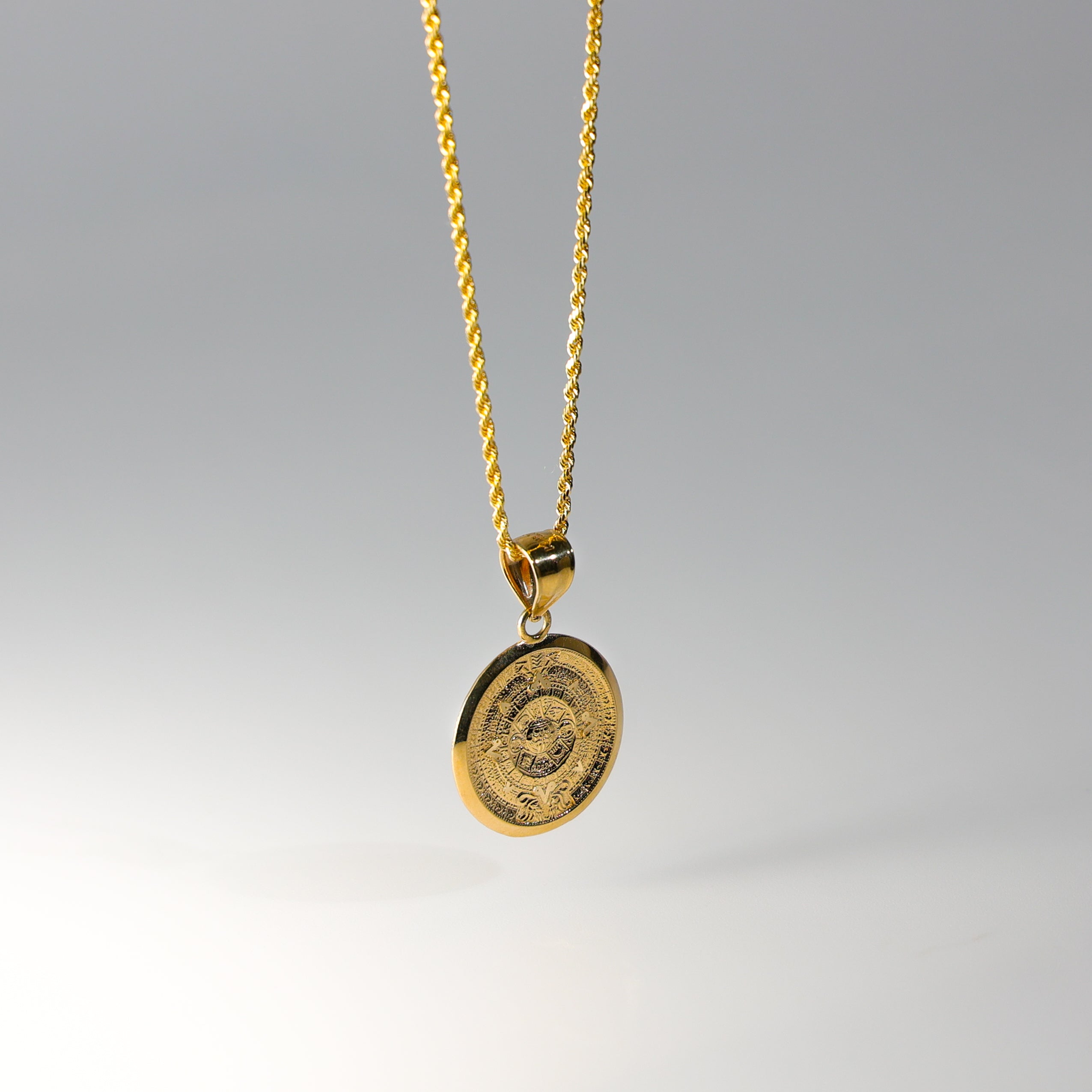 Gold Calendario Azteca Pendant Model-1565 - Charlie & Co. Jewelry