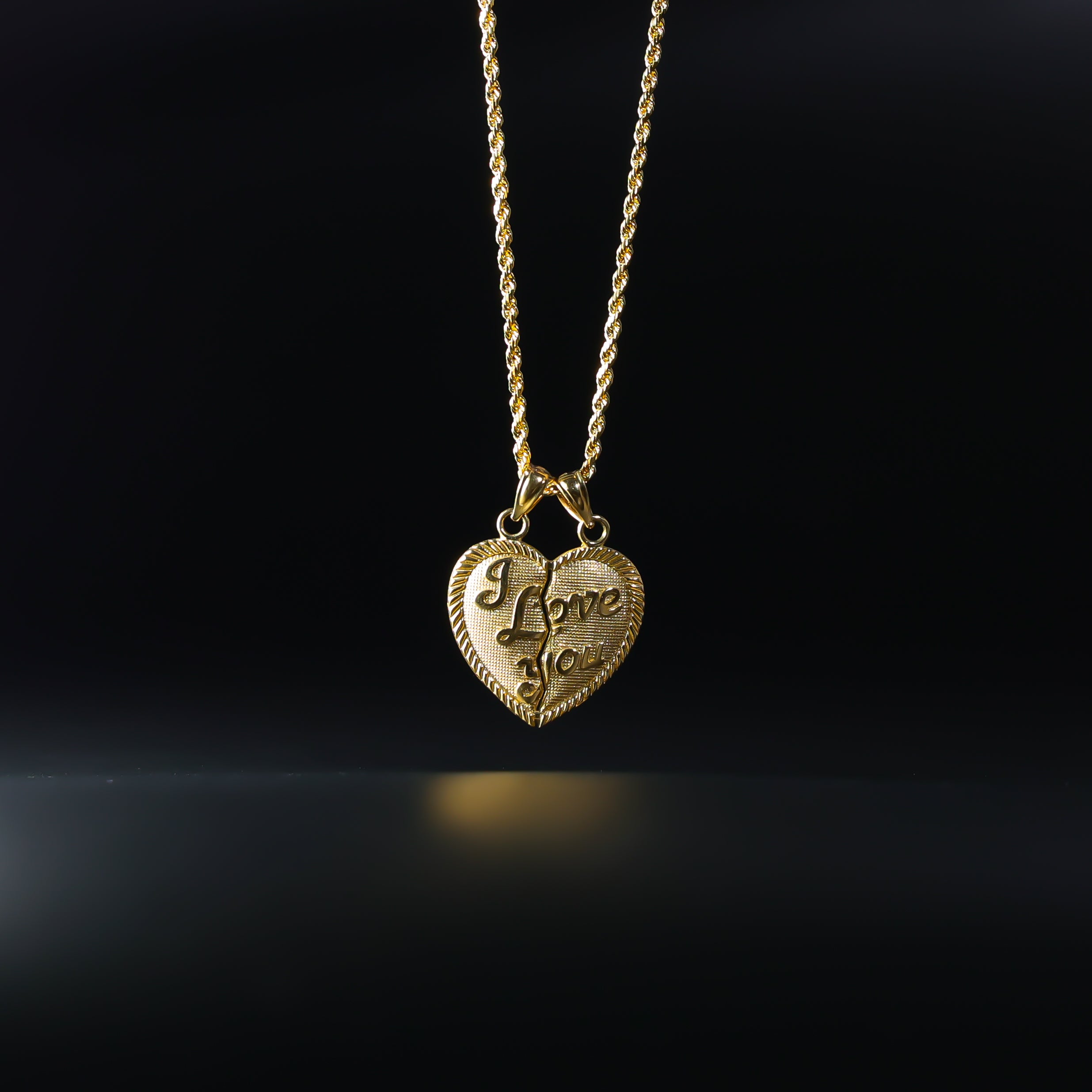 Gold I Love You Two Piece Pendant - Charlie & Co. Jewelry