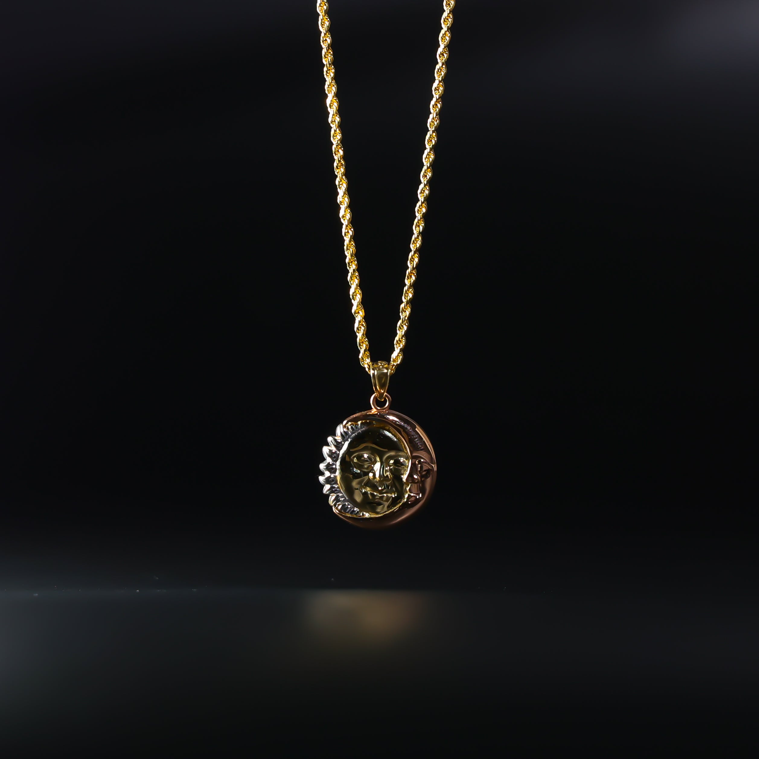 Gold 3 Colors Sun And Moon Pendant Model-1935 - Charlie & Co. Jewelry