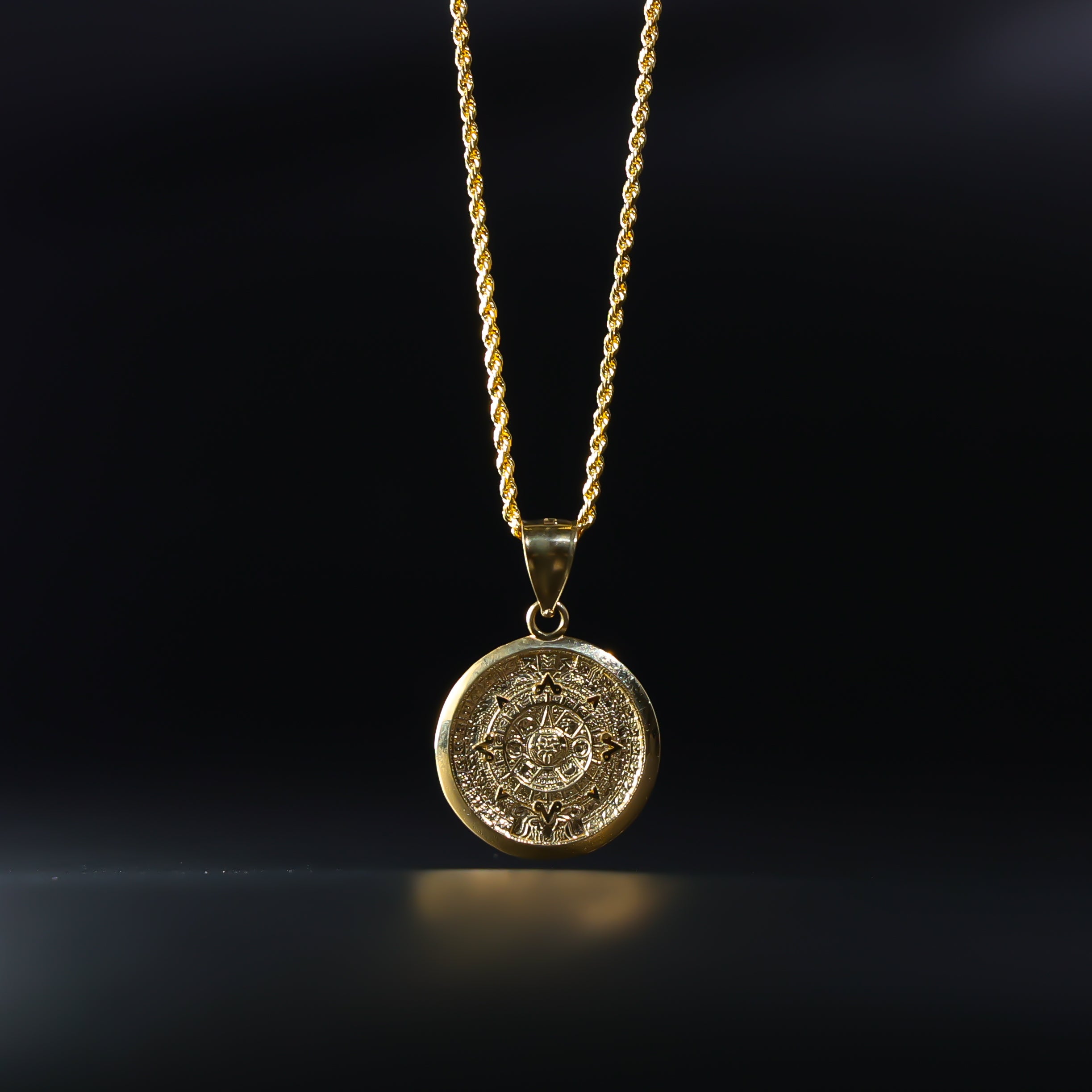 Gold Calendario Azteca Pendant Model-1565 - Charlie & Co. Jewelry