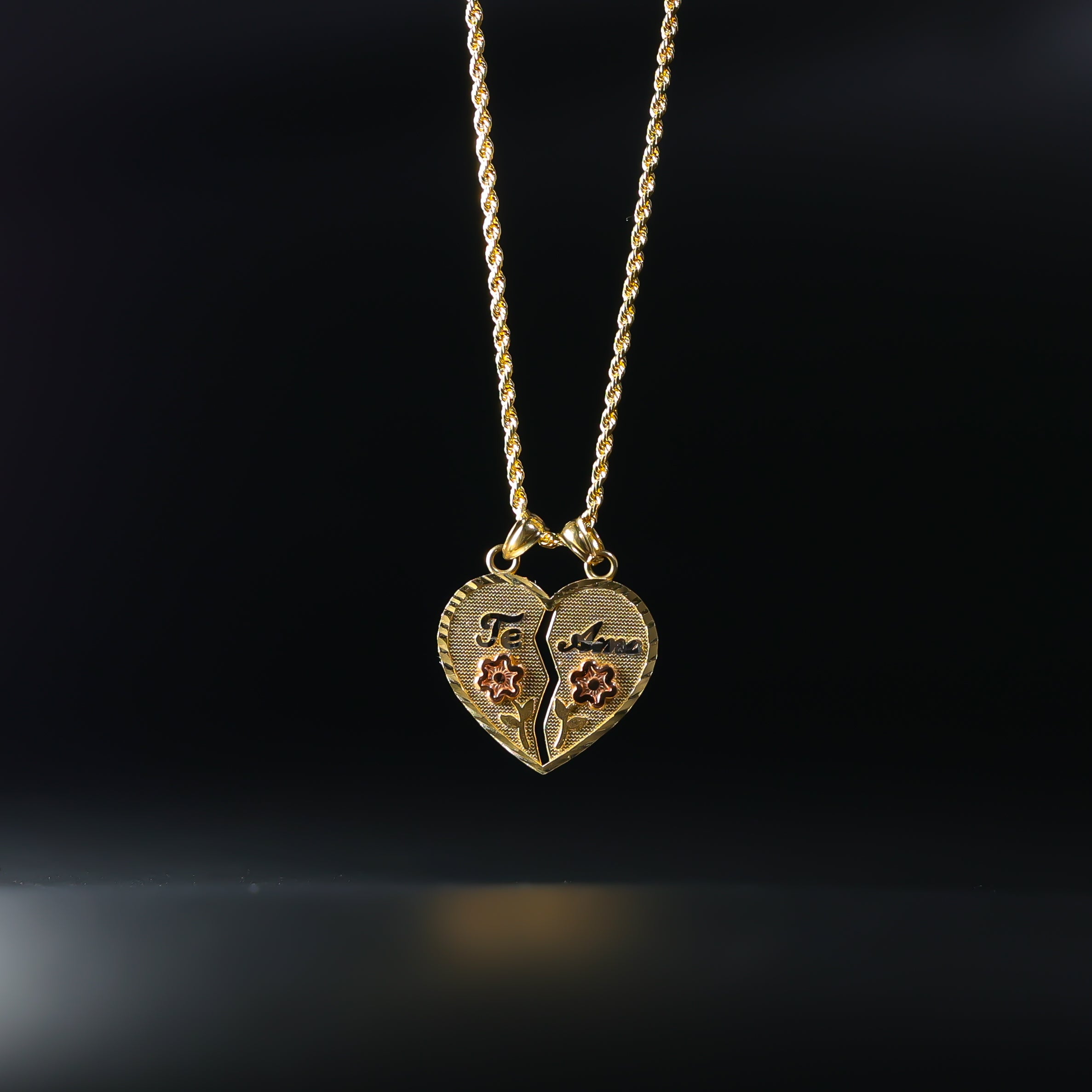Gold Te Amo Heart Pendant Model-2375 - Charlie & Co. Jewelry