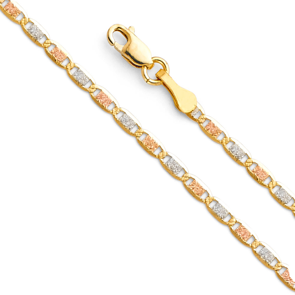 2.1mm 14K Gold Tri Colors Valentino Chain Model-0117 - Charlie & Co. Jewelry