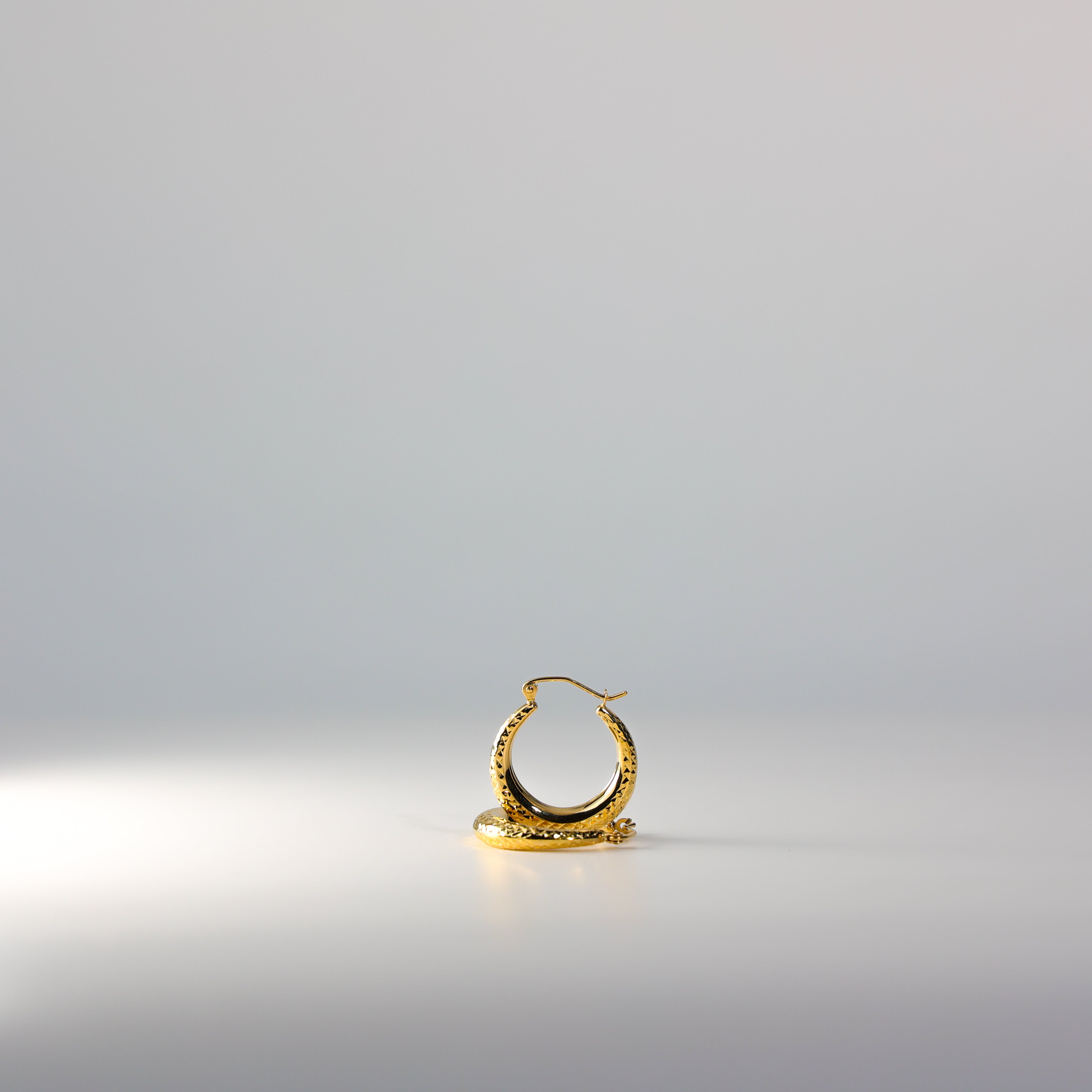 Gold Huggie Hoop Earrings 15MM Wide Model-12 - Charlie & Co. Jewelry