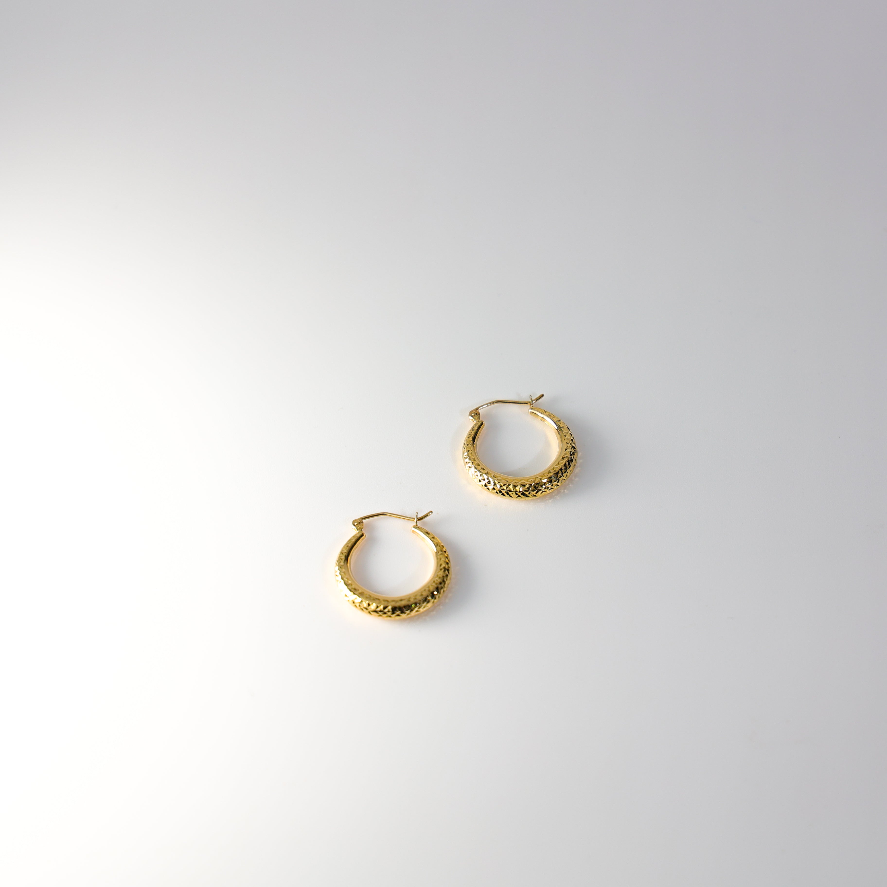 Gold Huggie Hoop Earrings 15MM Wide Model-12 - Charlie & Co. Jewelry