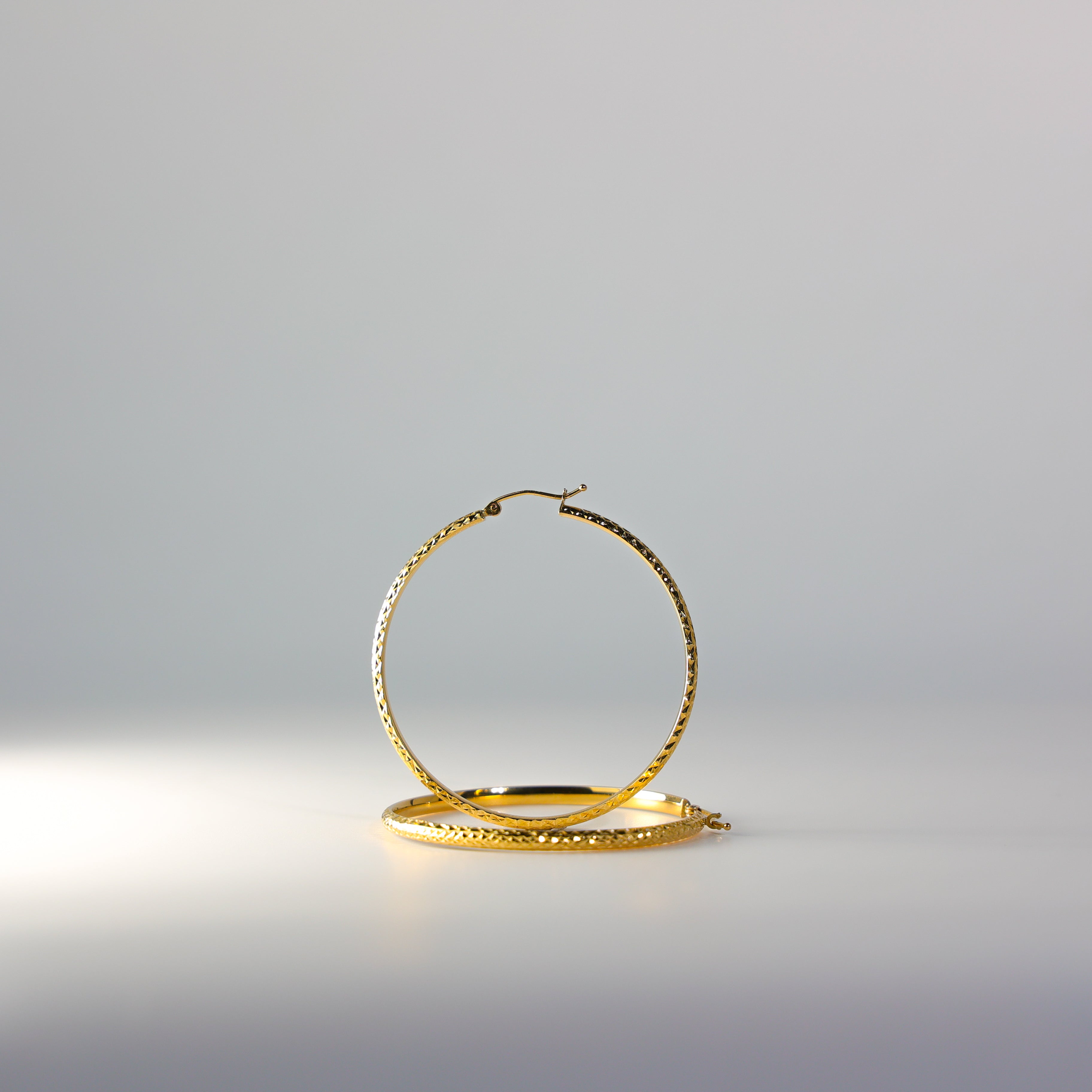 Gold Diamond Cut Classic Hoop Earrings 45 MM Wide Model-0070 - Charlie & Co. Jewelry
