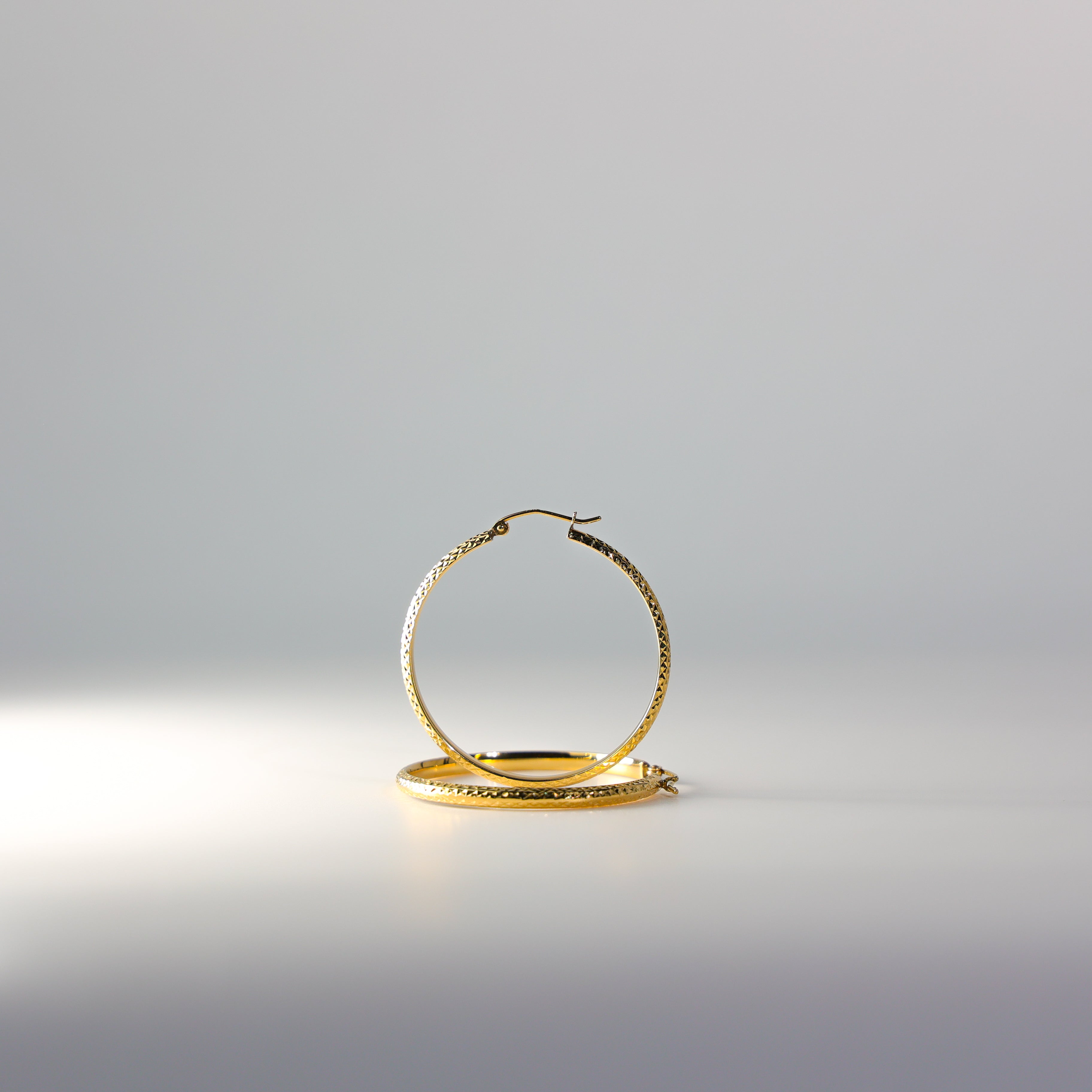 Gold Diamond Cut Hoop Earrings 35 MM Wide Model-0071 - Charlie & Co. Jewelry