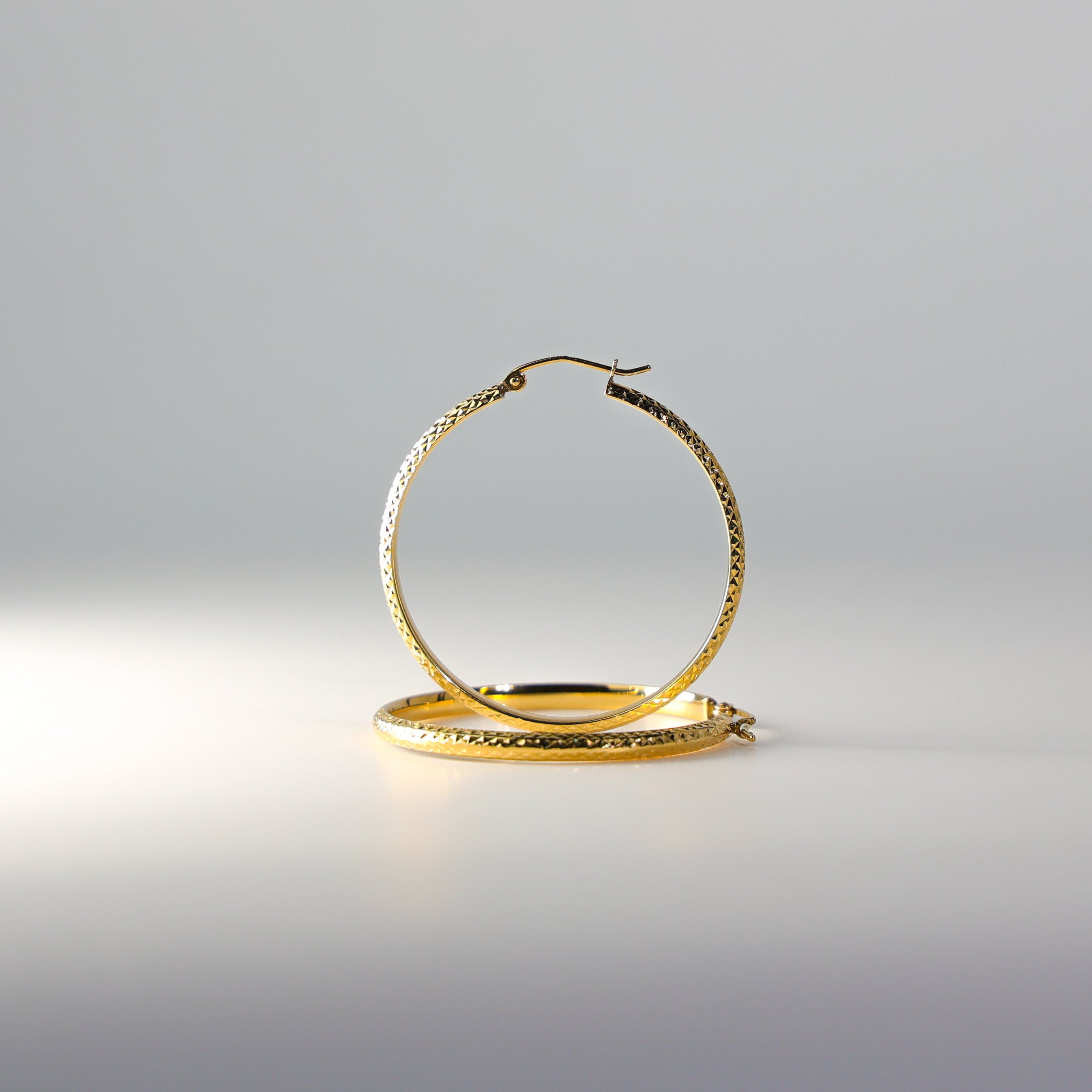 Gold Diamond Cut Hoop Earrings 35 MM Wide Model-0071 - Charlie & Co. Jewelry