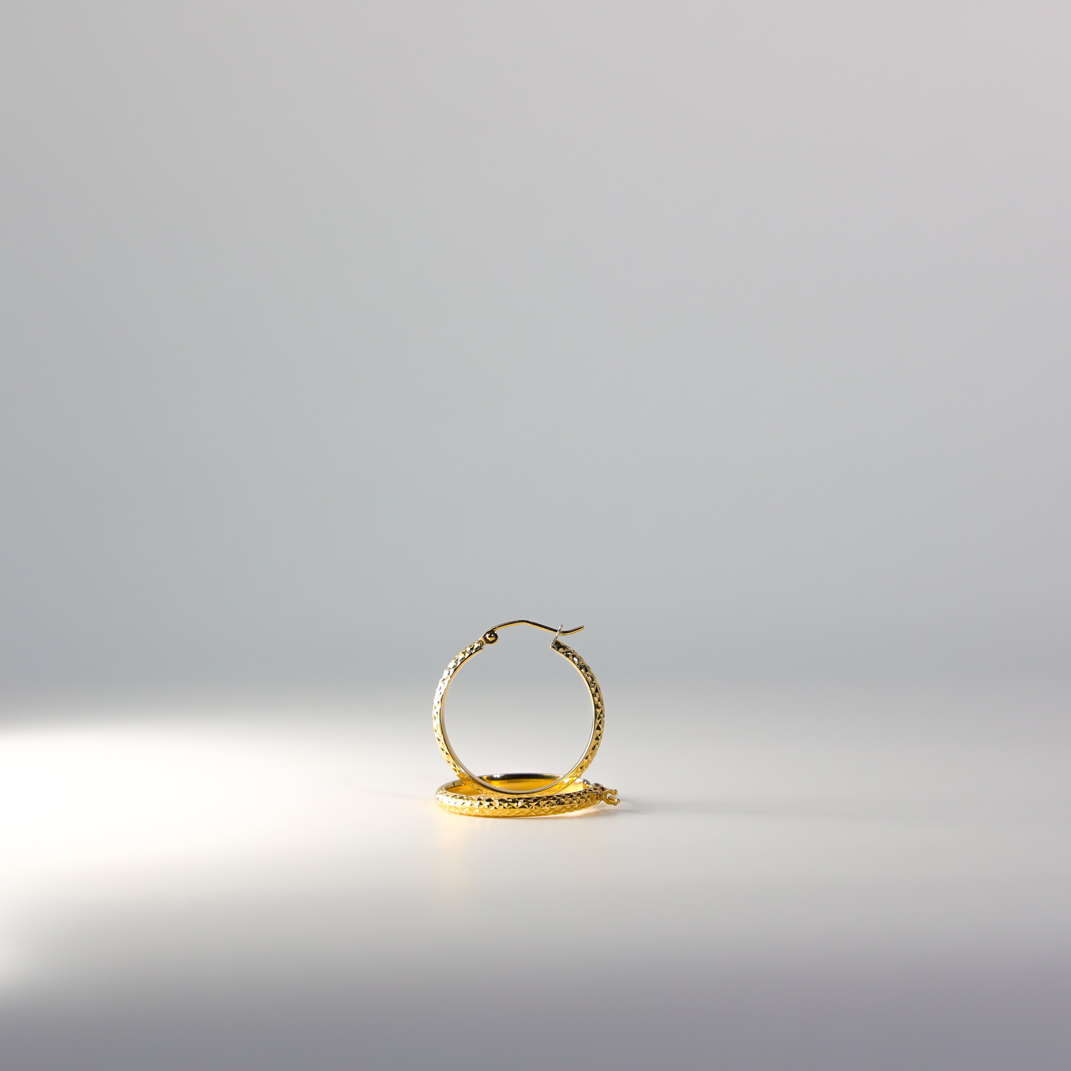 Gold Diamond Cut Huggie Hoop Earrings 25MM Wide Model-0072 - Charlie & Co. Jewelry