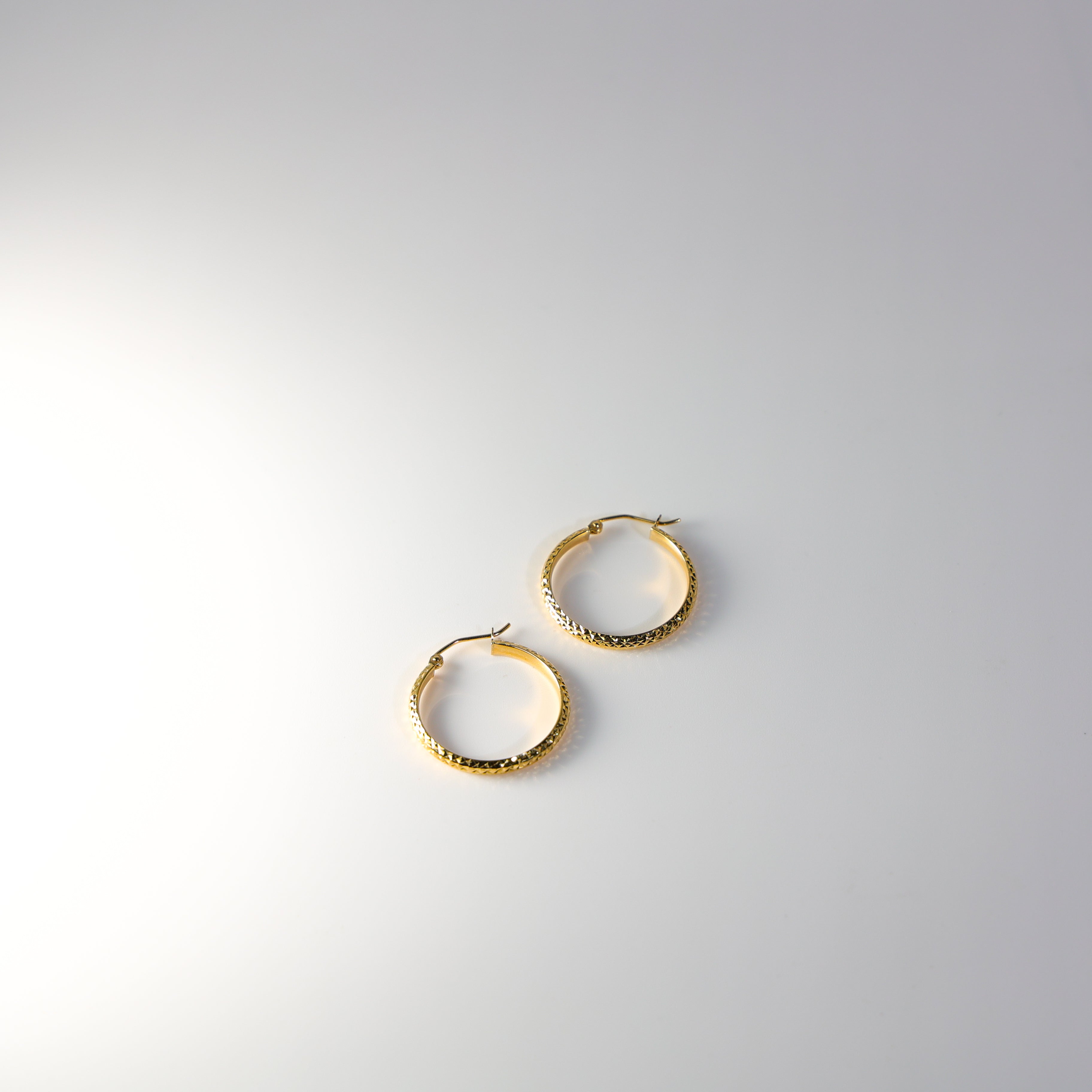 Gold Diamond Cut Huggie Hoop Earrings 25MM Wide Model-0072 - Charlie & Co. Jewelry