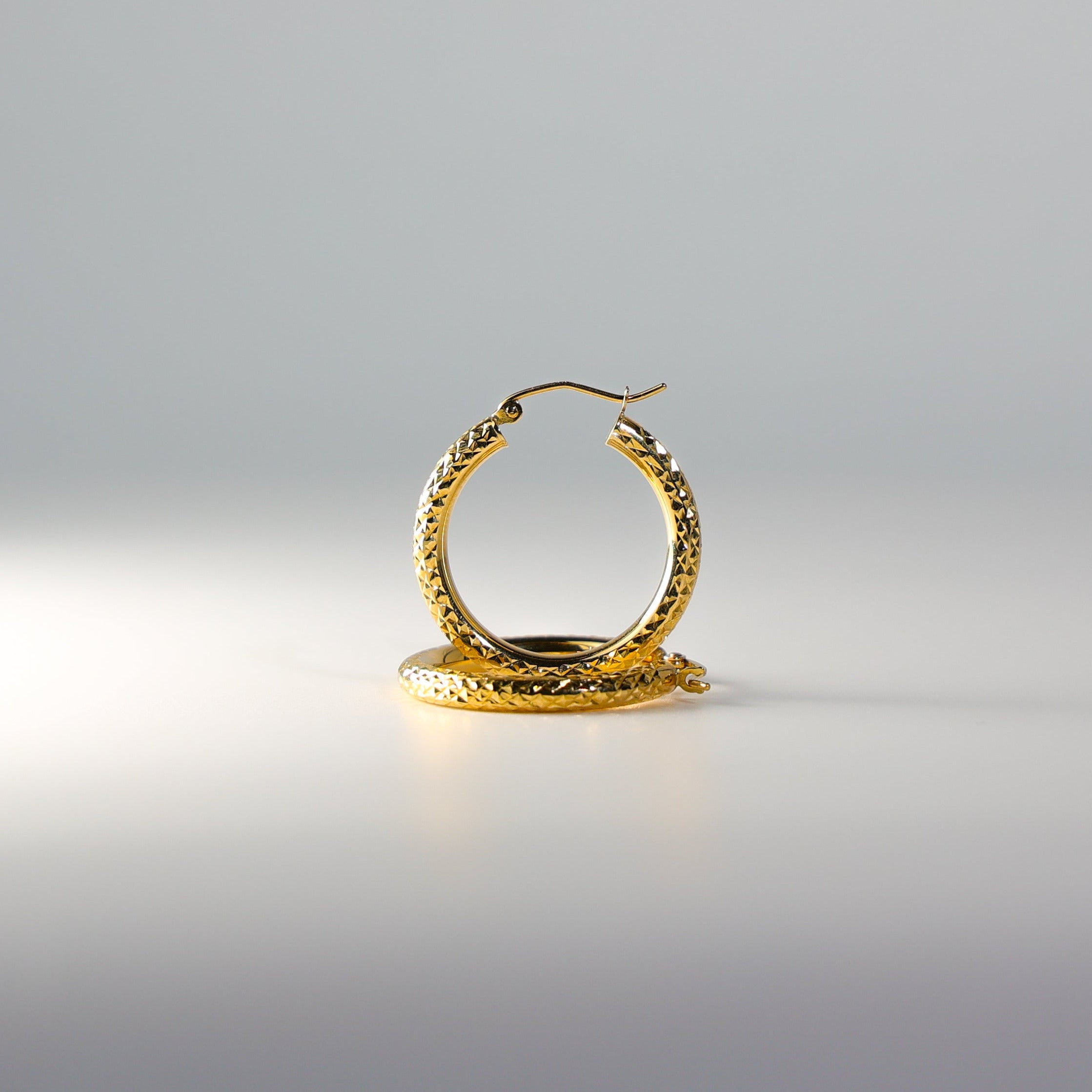 Gold Diamond Cut Huggie Hoop Earrings 25mm Wide Model-0079 - Charlie & Co. Jewelry