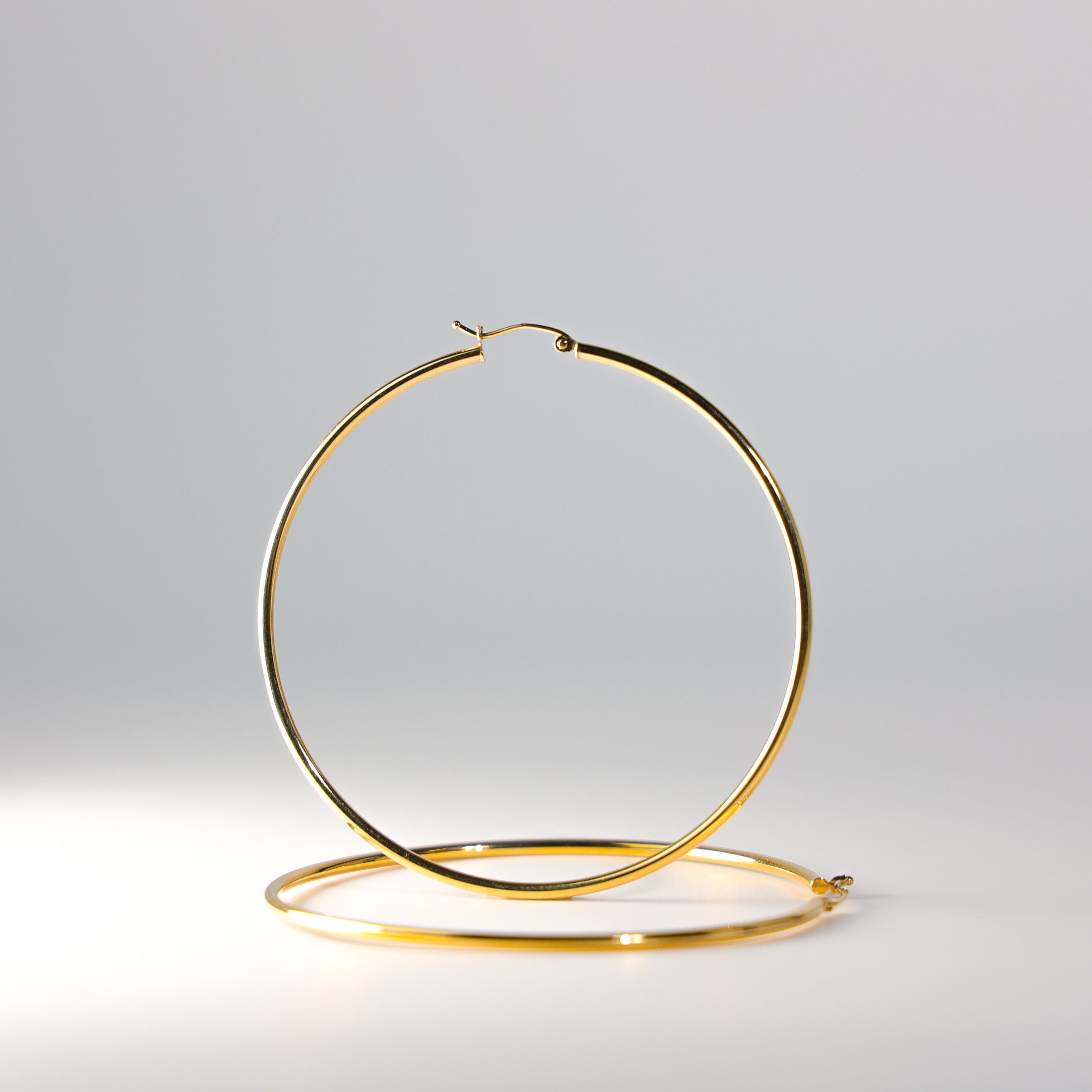 Gold Huggie Hoop Earrings 65 MM Wide Model-0134 - Charlie & Co. Jewelry