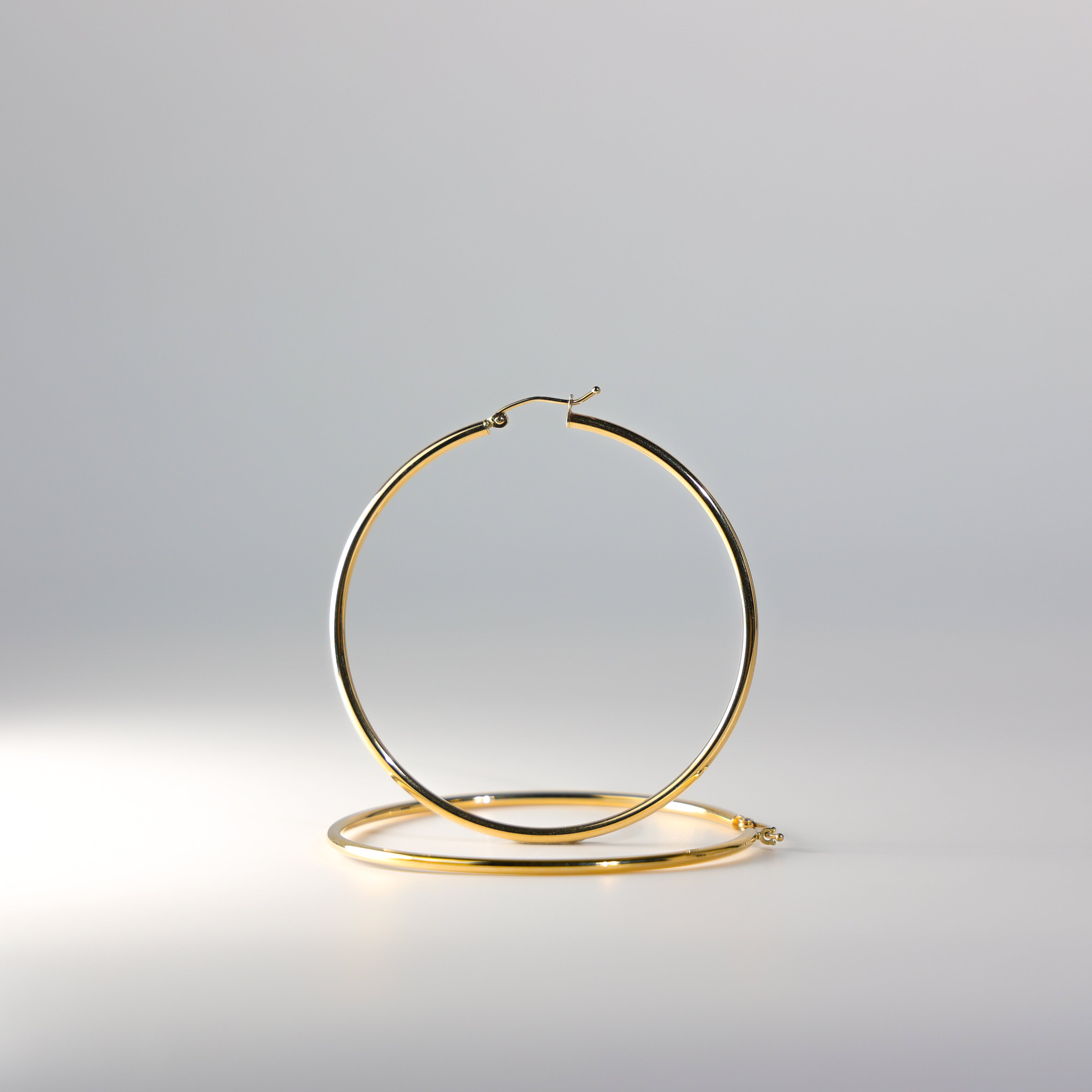 Gold Huggie Hoop Earrings 55 MM Wide Model-0135 - Charlie & Co. Jewelry