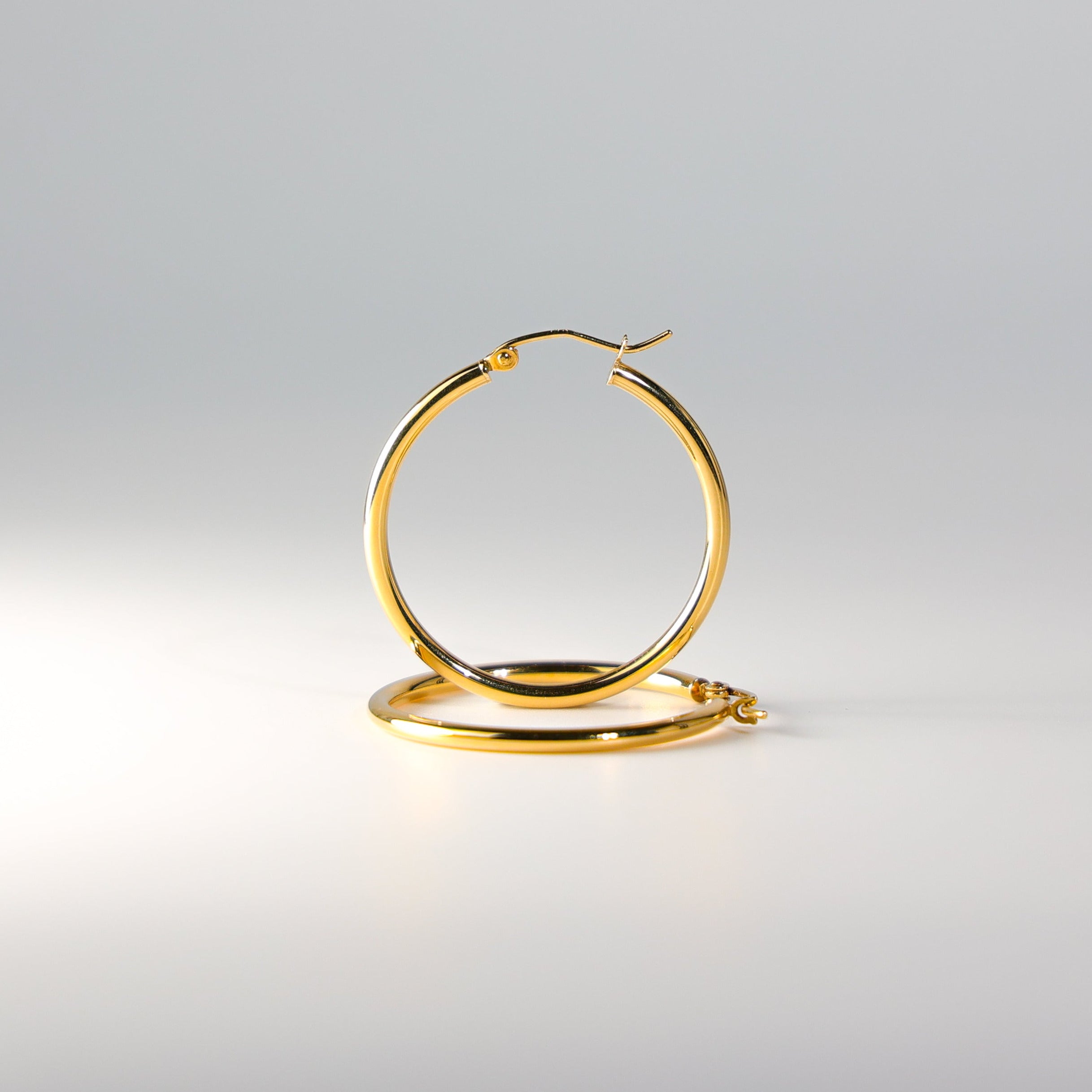 Gold Huggie Hoop Earrings 30MM Wide Model-0138 - Charlie & Co. Jewelry