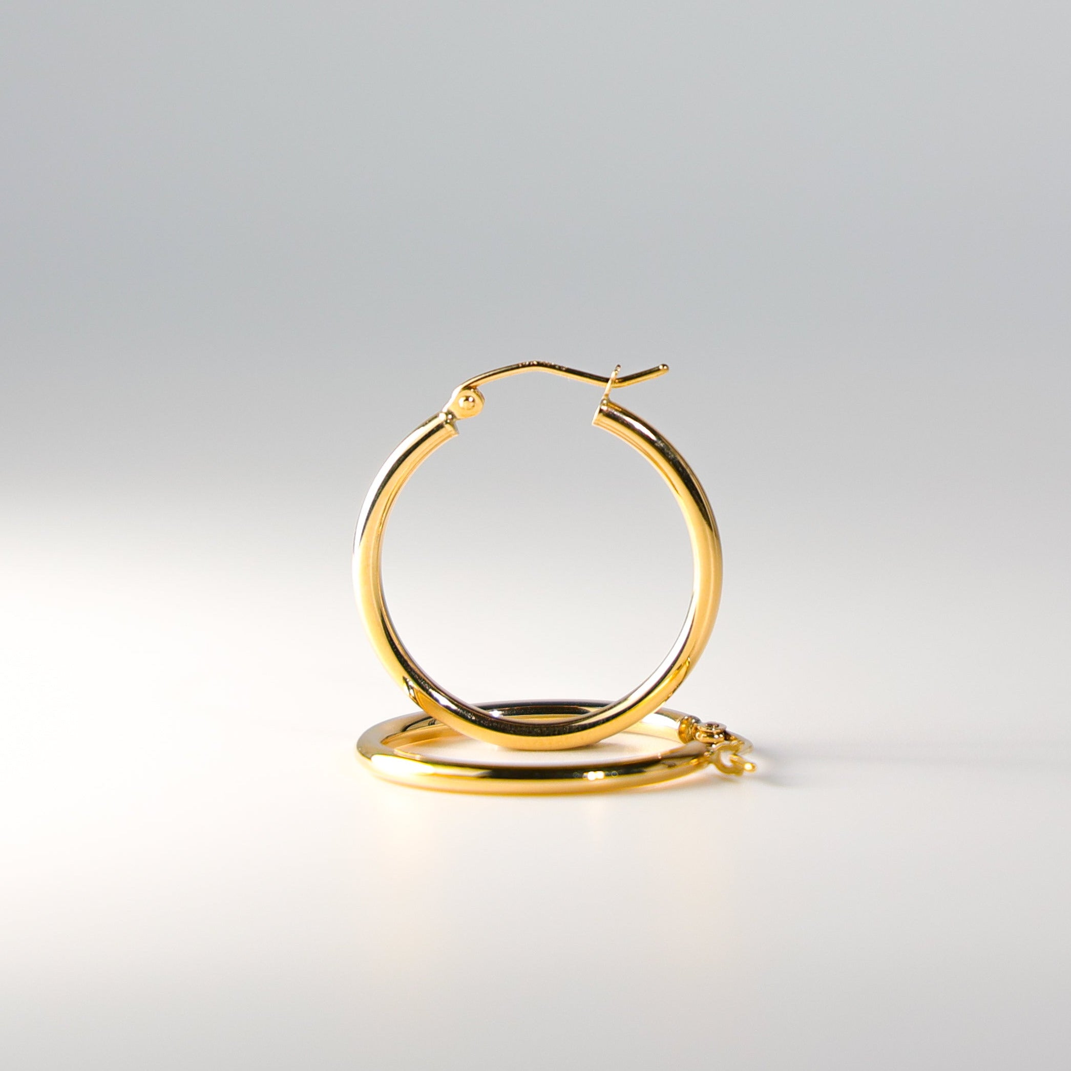 Gold Huggie Hoop Earrings 25MM Wide Model-139 - Charlie & Co. Jewelry