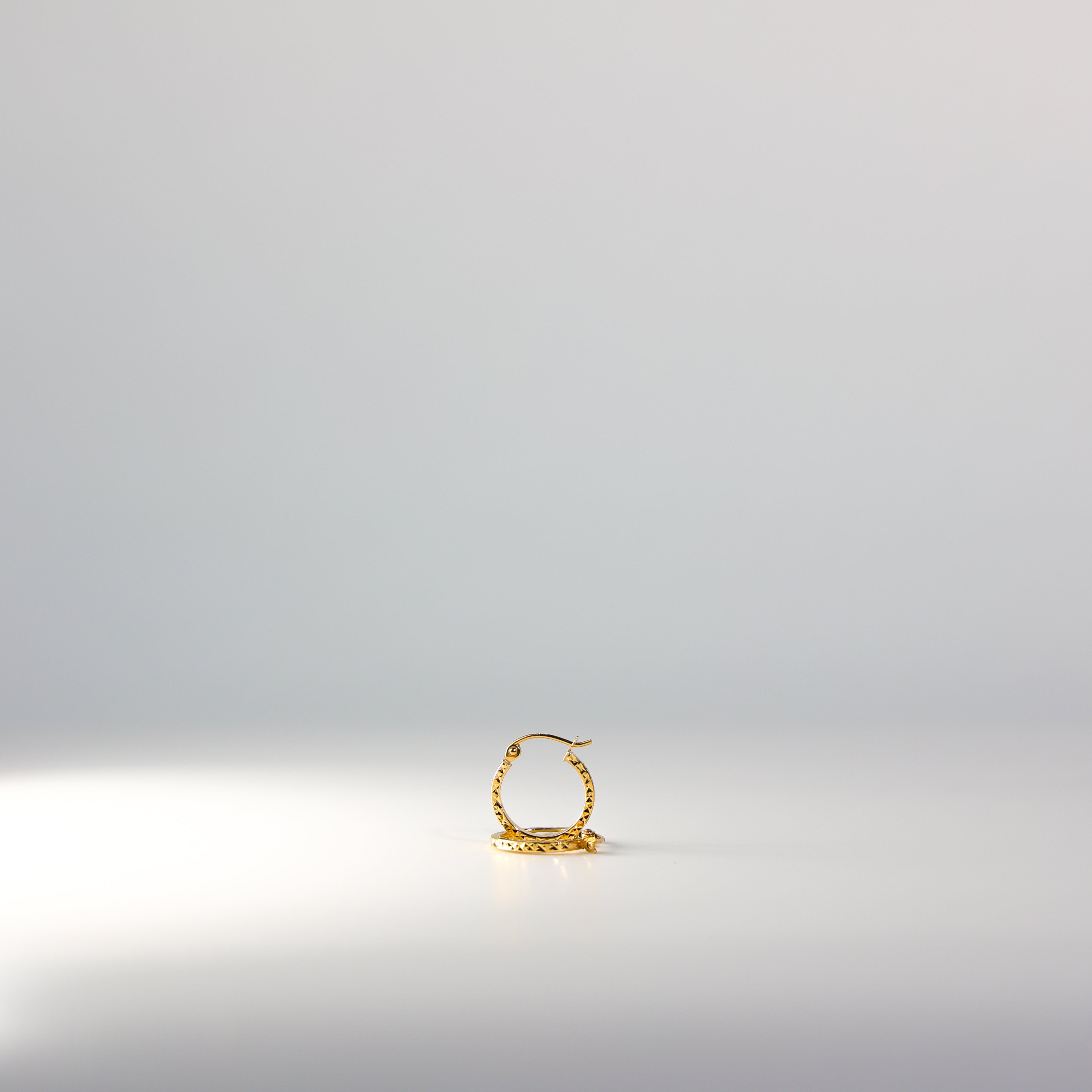 Gold Huggie Hoop Earrings Diamond Cut 15MM Wide Model-559 - Charlie & Co. Jewelry