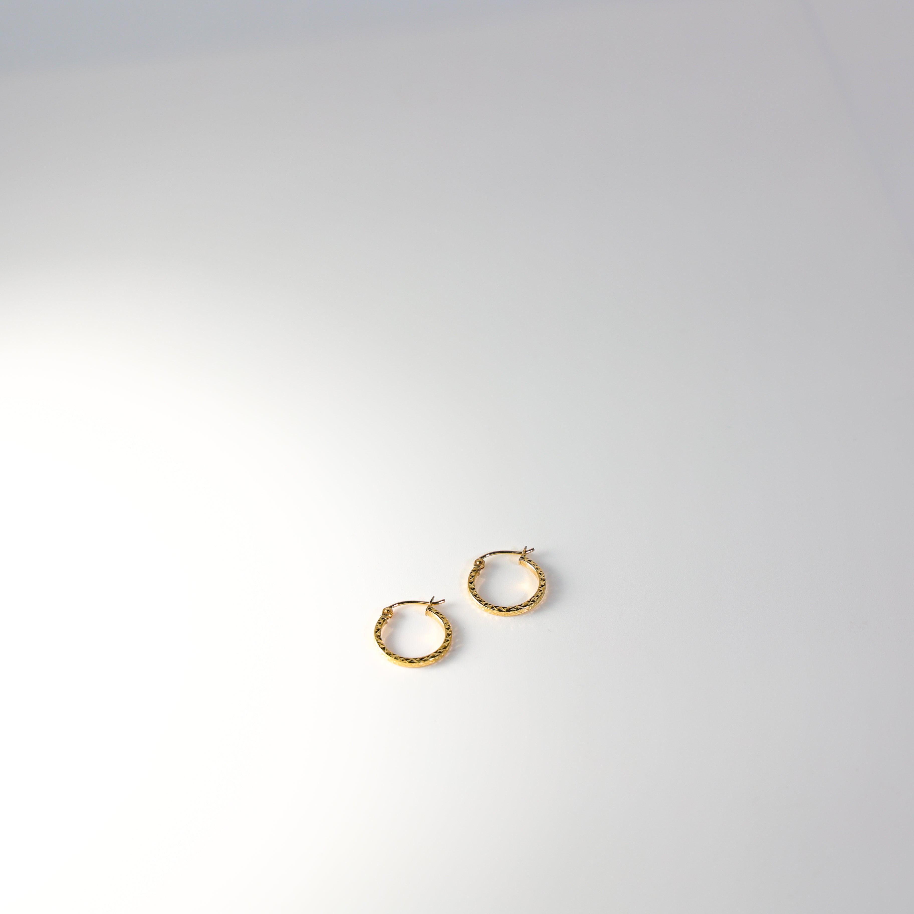 Gold Huggie Hoop Earrings Diamond Cut 15MM Wide Model-559 - Charlie & Co. Jewelry