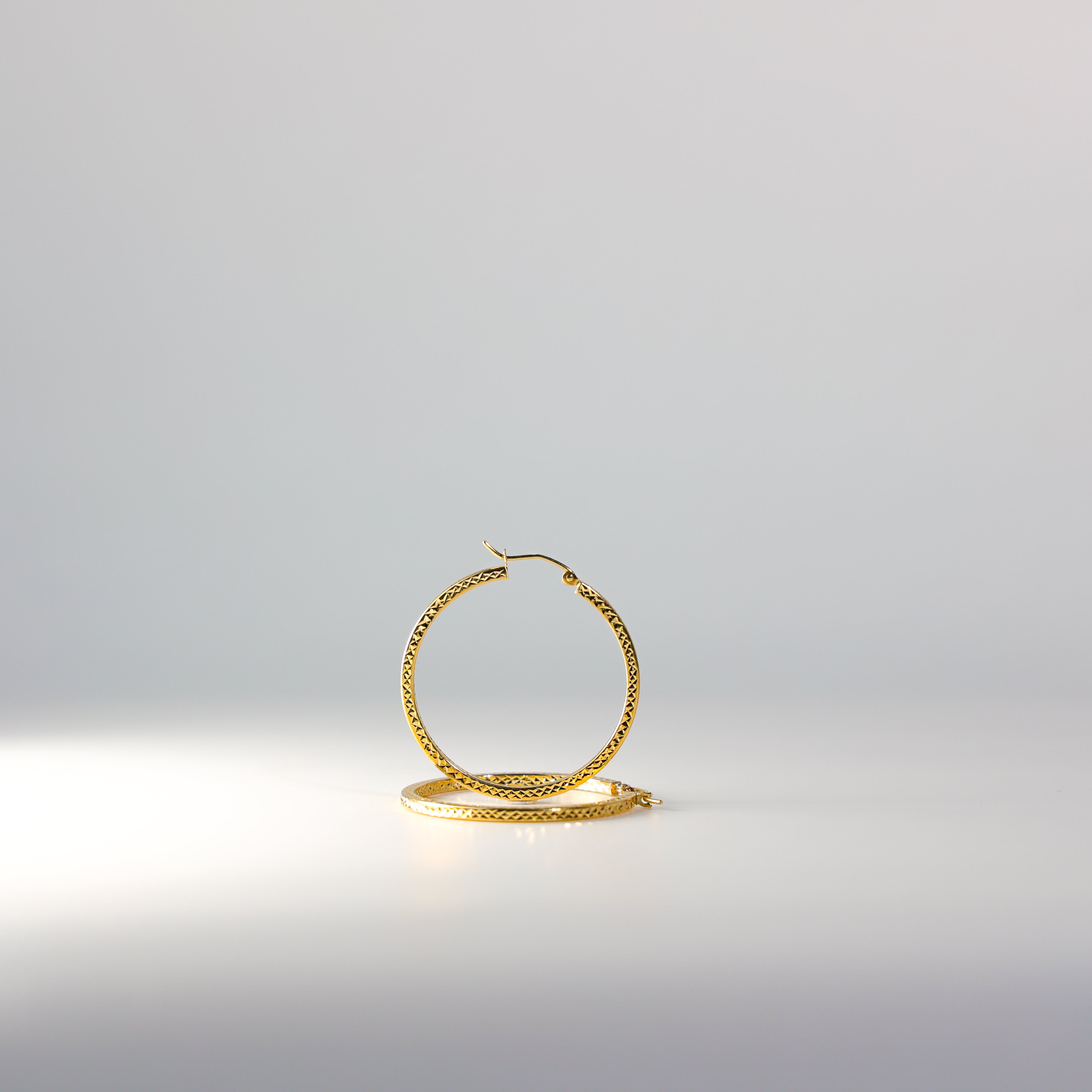 Gold Diamond Cut Hoop Earrings 34 MM Wide Model-0938 - Charlie & Co. Jewelry