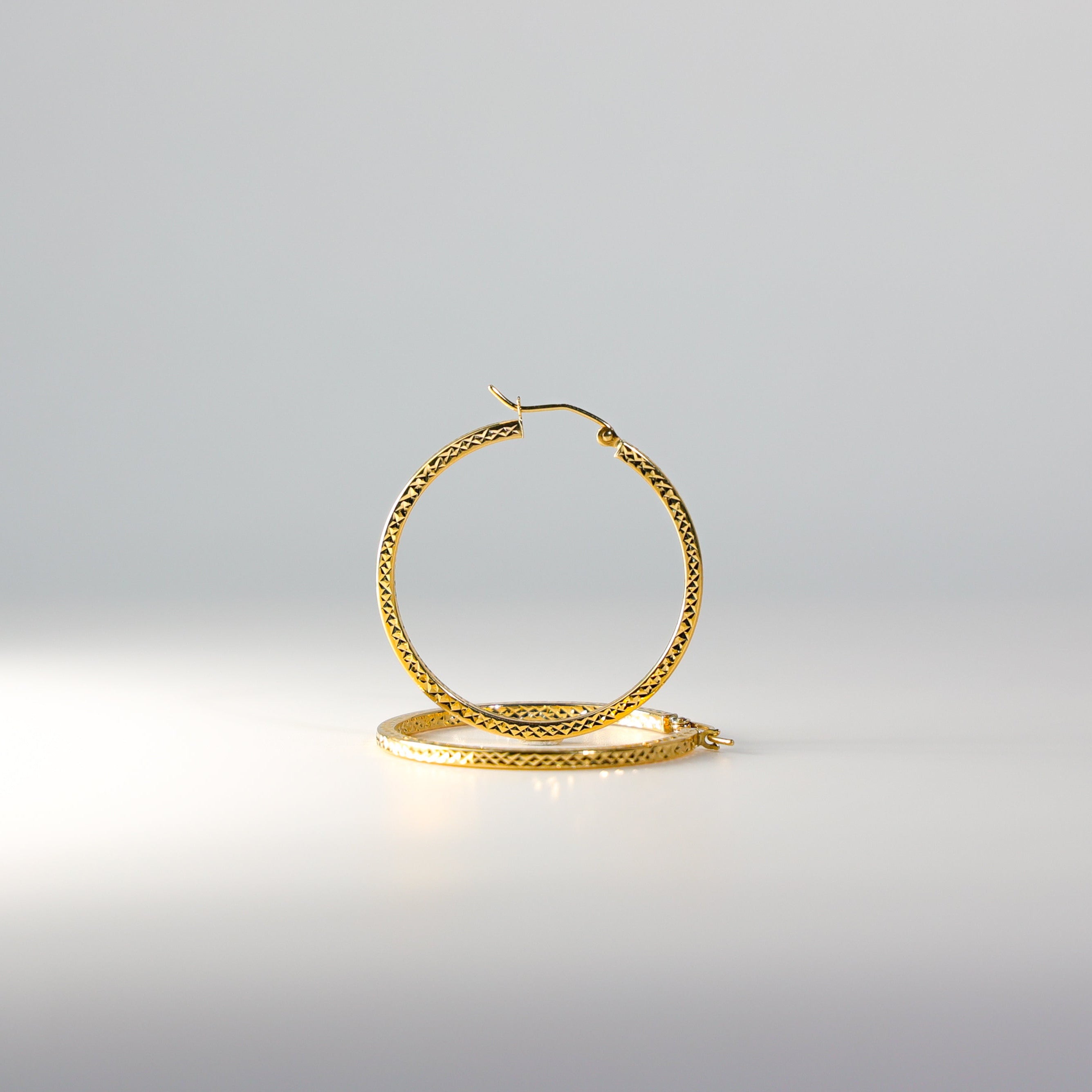 Gold Diamond Cut Hoop Earrings 34 MM Wide Model-0938 - Charlie & Co. Jewelry